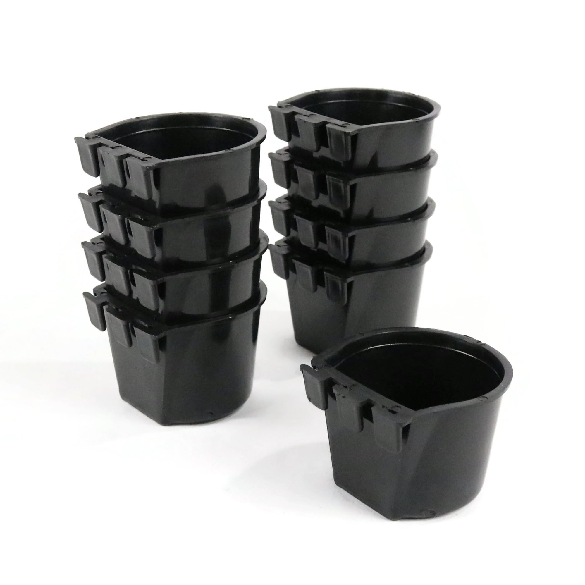 8-Pack Black Plastic Cage Bowls for Pets & Farm Animals - Durable Feeding Bowls for Dogs, Cats, Rabbits
