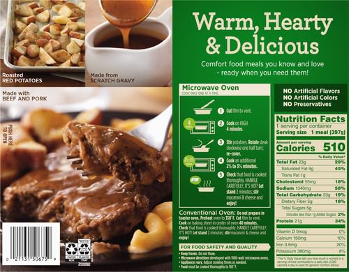 Marie Callender's Salisbury Steak with Roasted Potatoes - 14 oz Frozen Dinner | Easy Microwave Meal for Busy Weeknights & Family Dinners