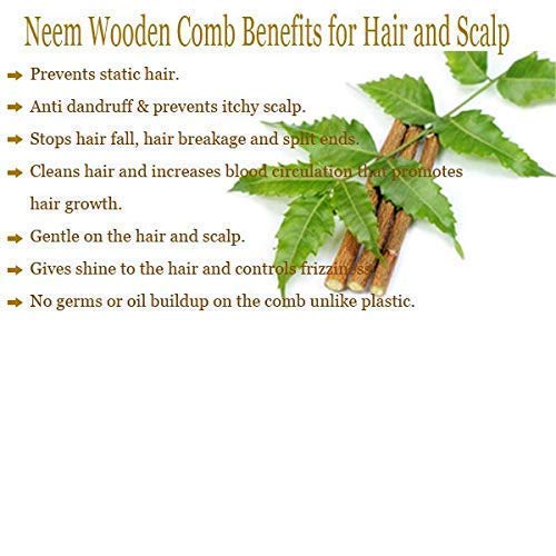 Natural Neem Wood Comb for Hair Growth & Hair Fall Prevention - Anti-Static Wooden Hairbrush for Women & Men | Perfect for Daily Hair Care & Scalp Massage