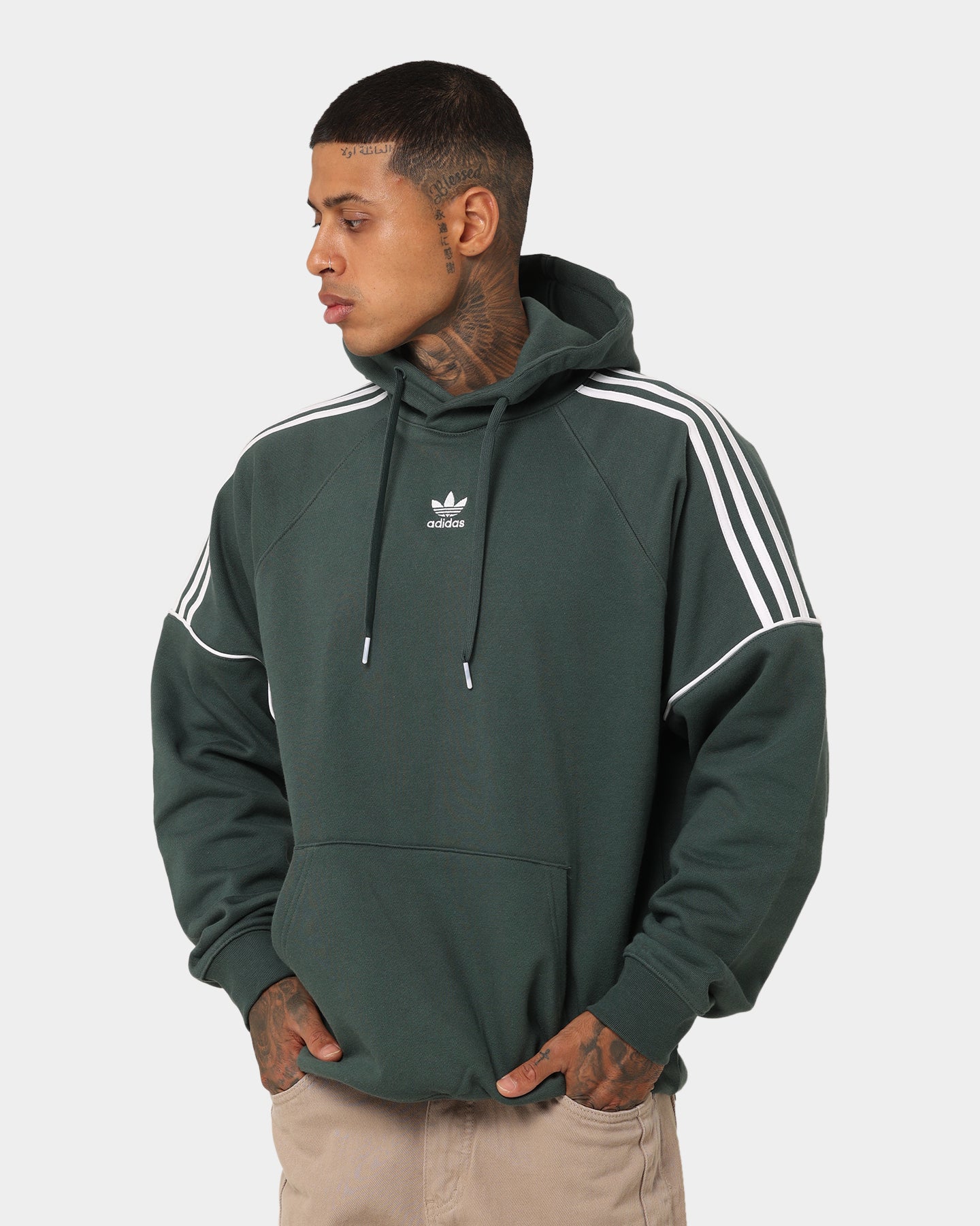 Adidas Essential Hoodie for Men & Women - Soft Cotton Pullover Sweatshirt with Kangaroo Pocket - Mineral Green - Perfect for Casual Wear, Gym & Outdoor Activities