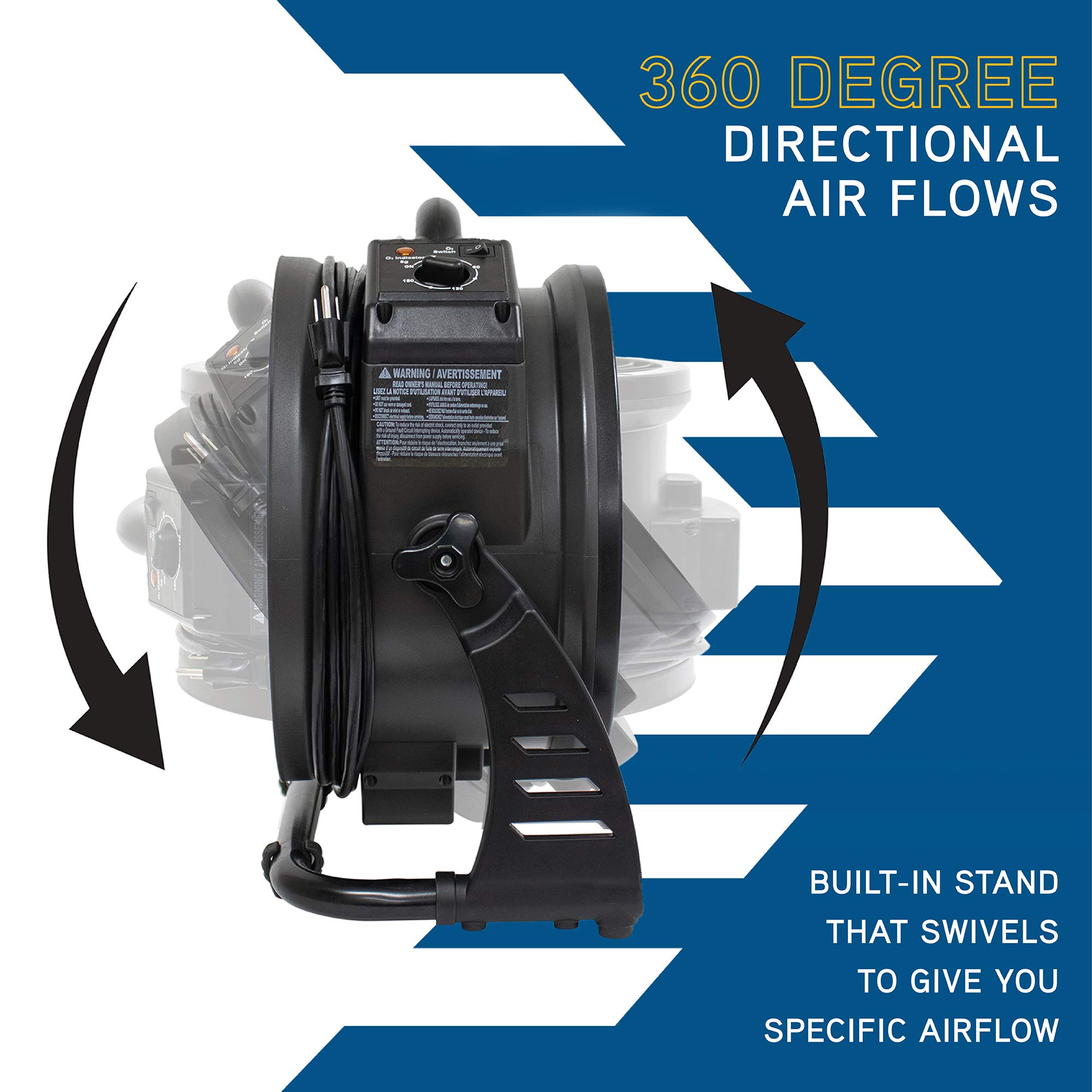XPOWER M-25 Commercial Ozone Generator Fan - High Capacity Air Mover with Ozone Sanitization for Large Areas - Odor Removal & Air Purification for Warehouses, Gyms, and Restaurants