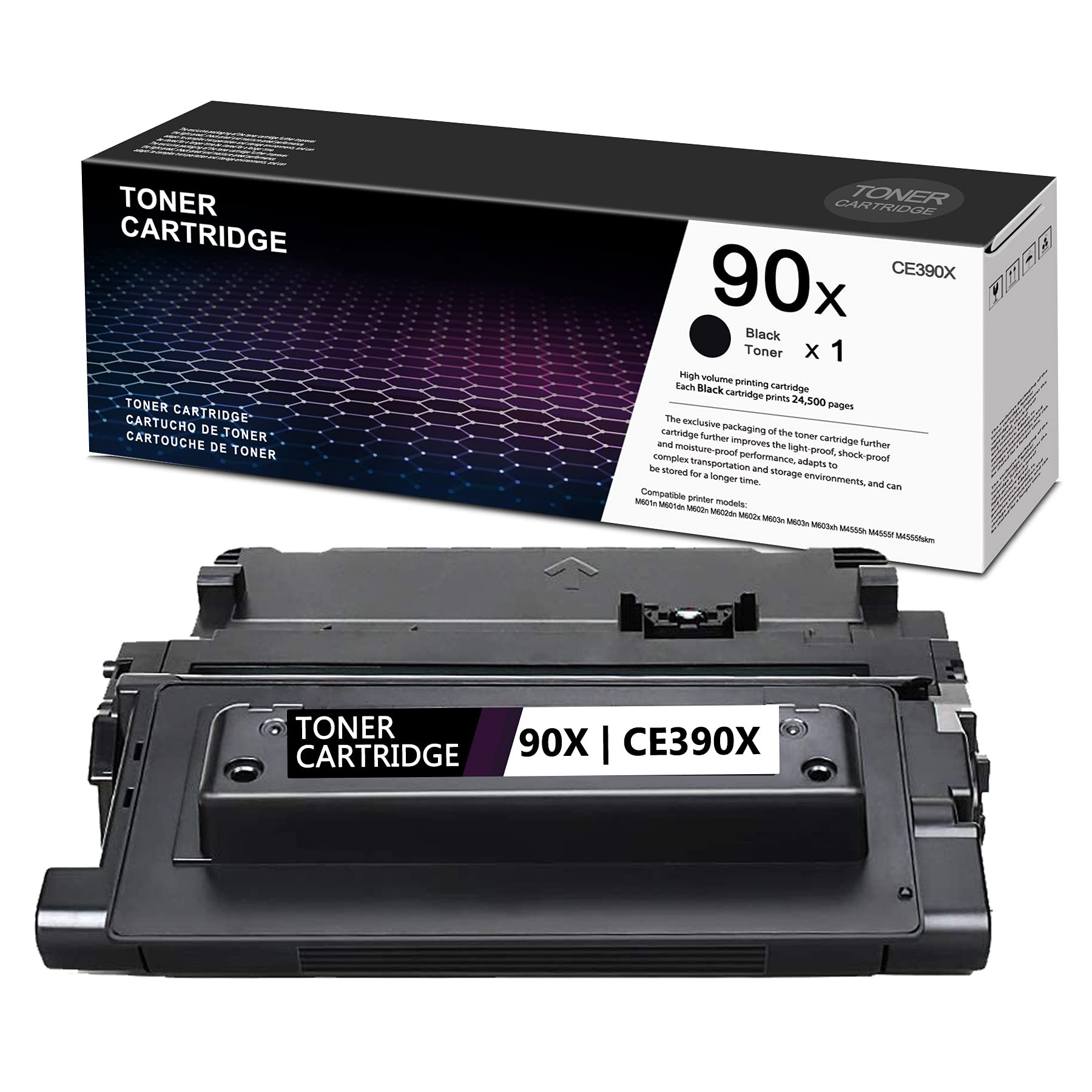 High-Yield 90X CE390X Toner Cartridge Replacement for HP Pro M601n M601dn M602n M602dn M602x M603n M603xh M4555h M4555f M4555fskm Printers - 1 Pack | Compatible with Office & Home Printing, Business Documents, Reports & High-Volume Printing Needs