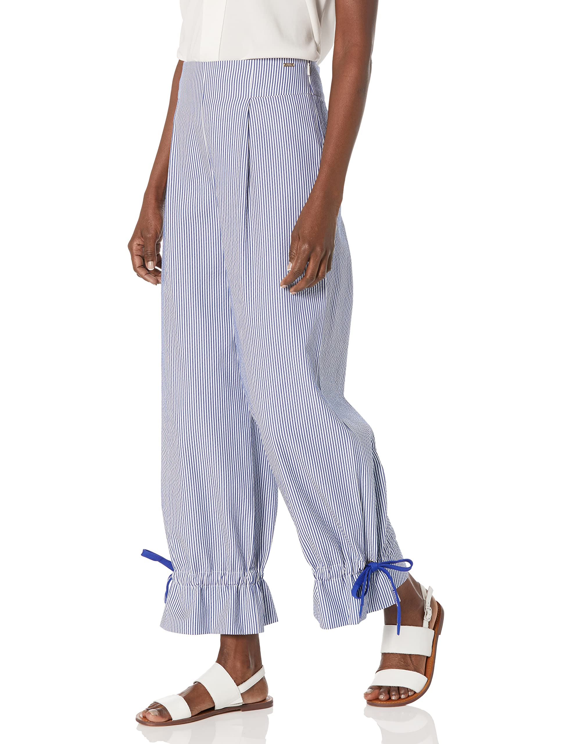 Armani Exchange Women's Oversized Pleated Pants with Tie Detail - Stylish High Waisted Wide Leg Trousers for Work, Office & Casual Wear