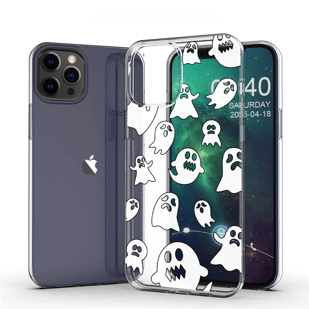 Spooky Ghost Design Double Layer Shockproof Case for Apple iPhone 13 Pro Max - Halloween Themed Protective Phone Cover for Parties & Everyday Use