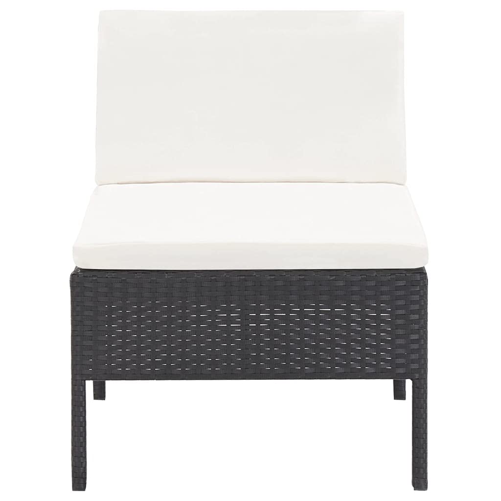 3-Piece Black Poly Rattan Garden Lounge Set with Cushions - Perfect for Patio, Backyard, Poolside & Outdoor Relaxation