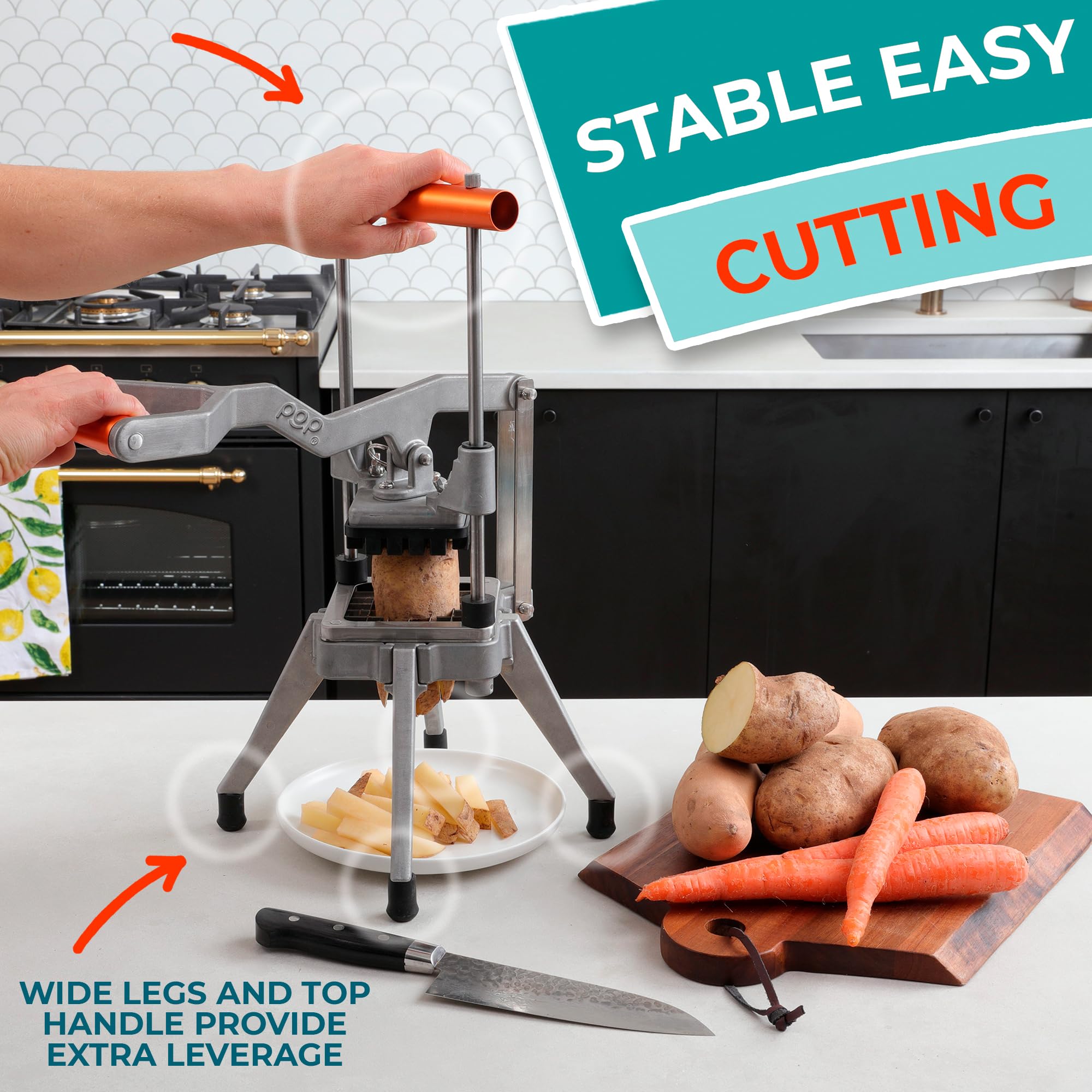 Premium Stainless Steel French Fry Cutter - Commercial Grade Potato & Vegetable Slicer with 1/4