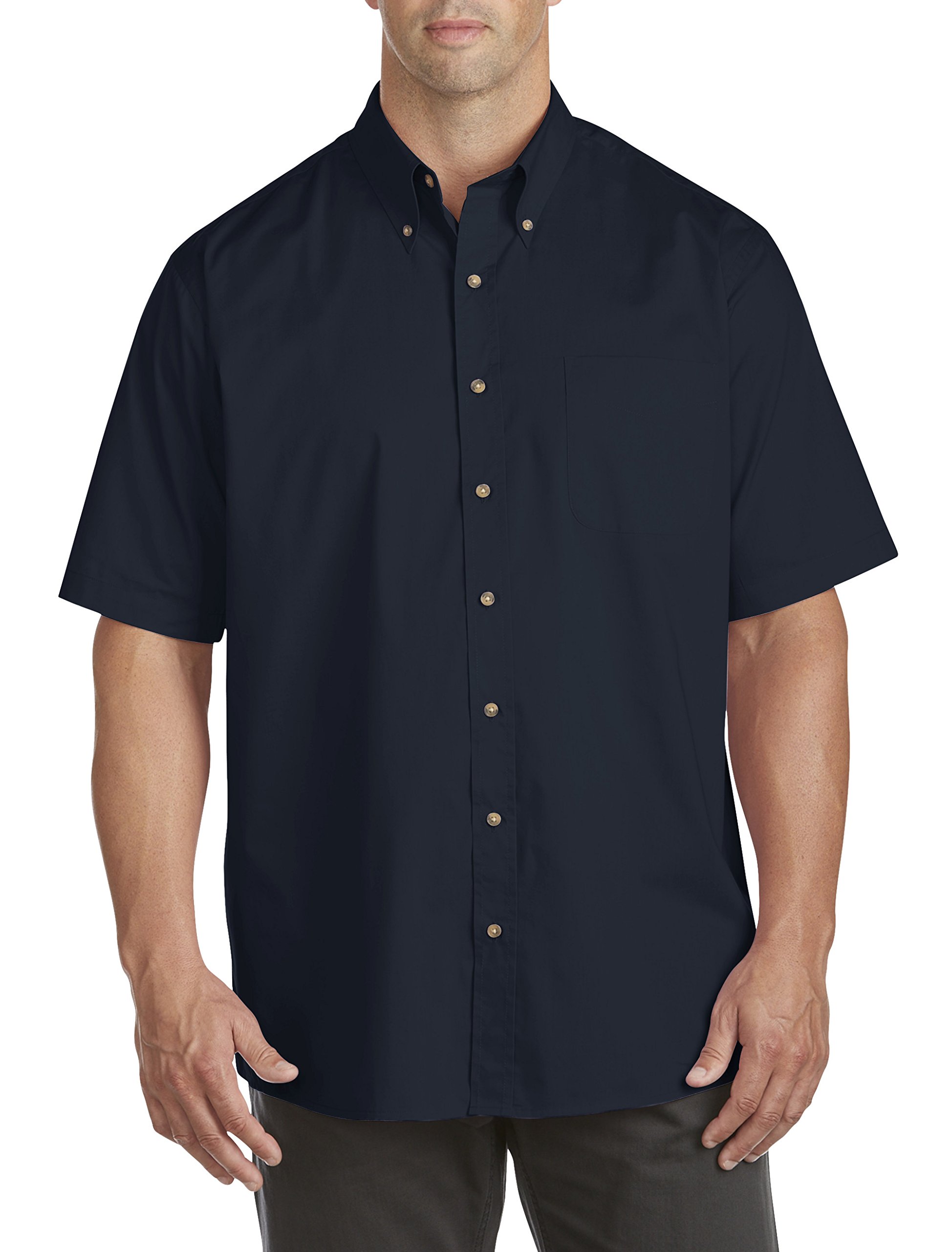 Big and Tall Easy-Care Solid Sport Shirt for Men - Comfortable Breathable Work Casual Shirt - Perfect for Office, Business Meetings & Outdoor Activities