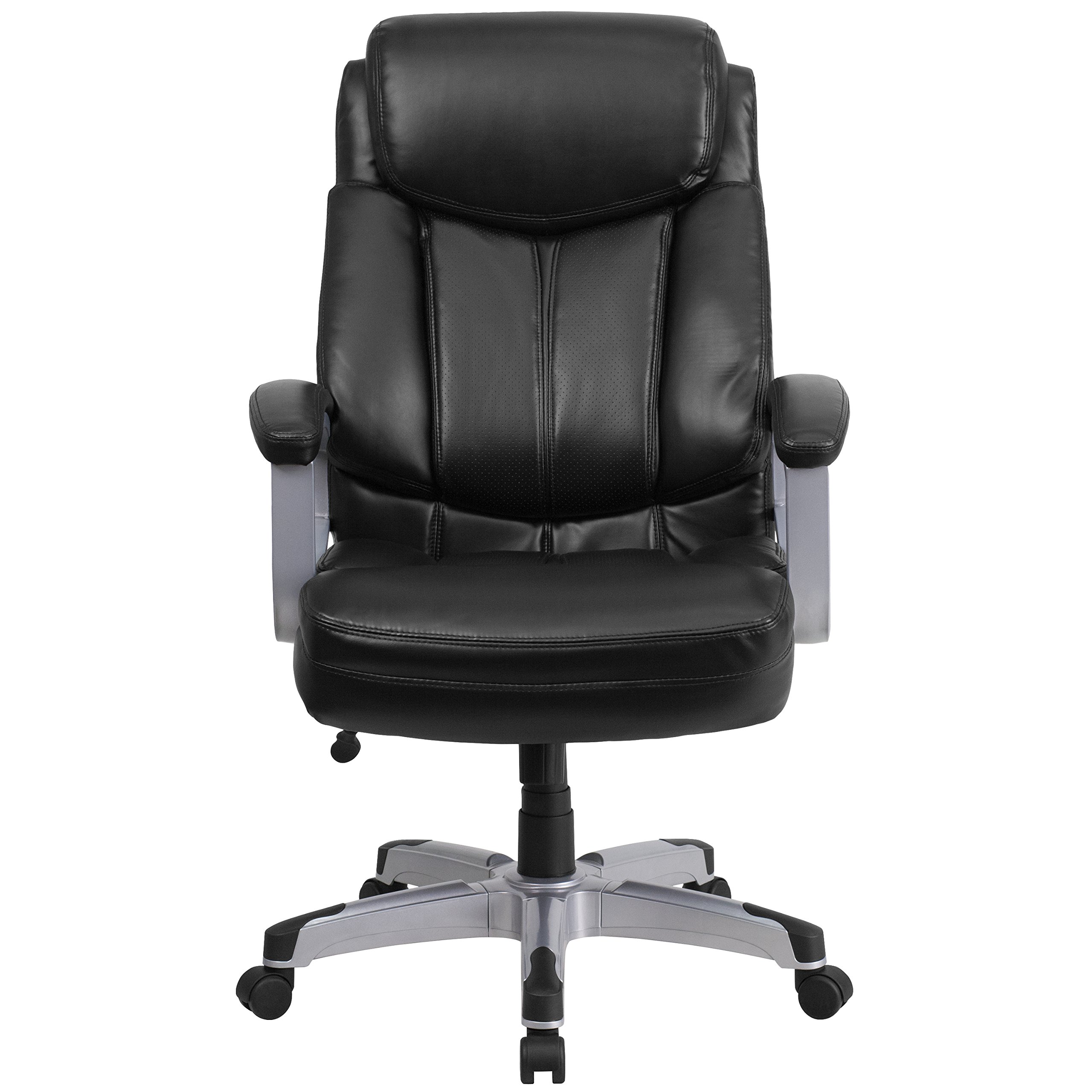 500 lb. Heavy Duty Big & Tall Black LeatherSoft Executive Swivel Ergonomic Office Chair with Lumbar Support - Perfect for Home Office, Gaming, and Conference Rooms