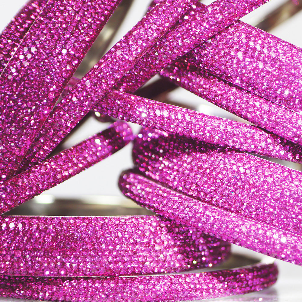 Sundar Bangles - Bollywood Hot Pink Crystal Bangles for Women | Elegant Handmade Beaded Bracelets for Parties, Weddings & Festive Occasions