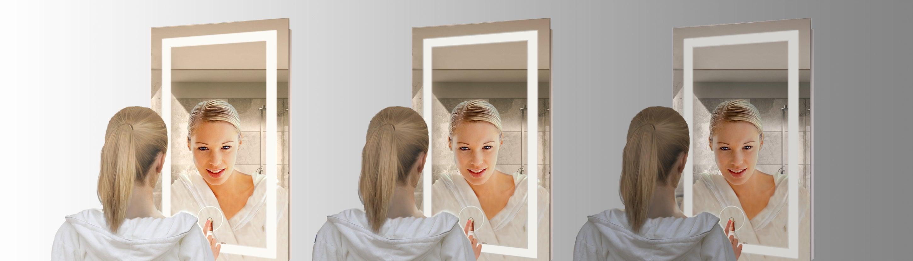 Krugg Icon 24x24 Inch LED Bathroom Mirror with Adjustable Dimmer & Anti-Fog Function - Perfect for Modern Vanity, Spa-Like Bathroom & Makeup Area Lighting