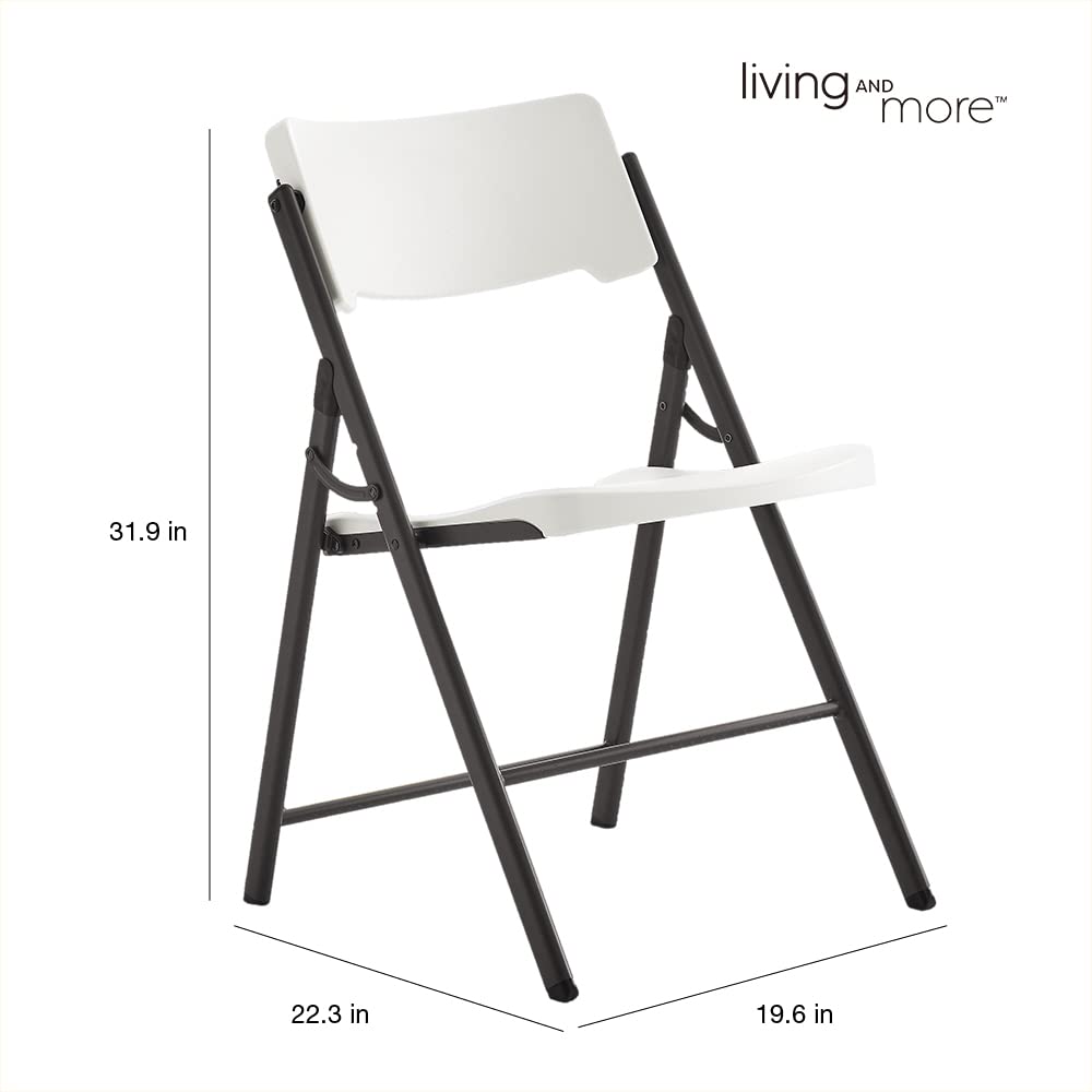 Living and More Commercial Folding Chair - Heavy Duty 350lb Capacity, Ergonomic Swivel Back Design for Indoor/Outdoor Use - White (1 Pack) | Perfect for Events, Parties, Weddings & Office Meetings