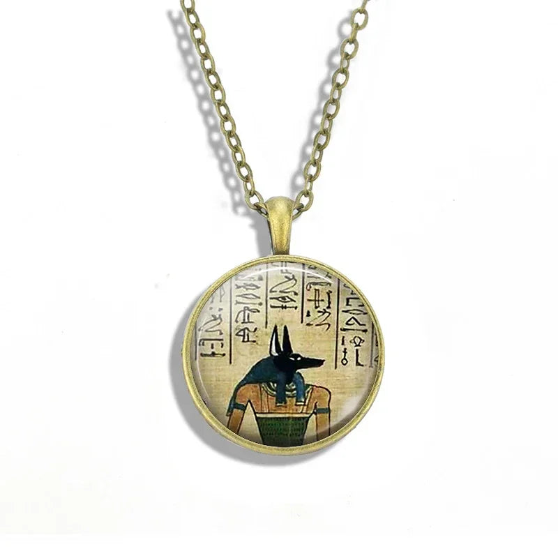 Egyptian Kingdom Necklace - Ancient Egyptian Style Jewelry for Women, Gold Plated Pendant with Hieroglyphics, Perfect for Costume Parties & Historical Events