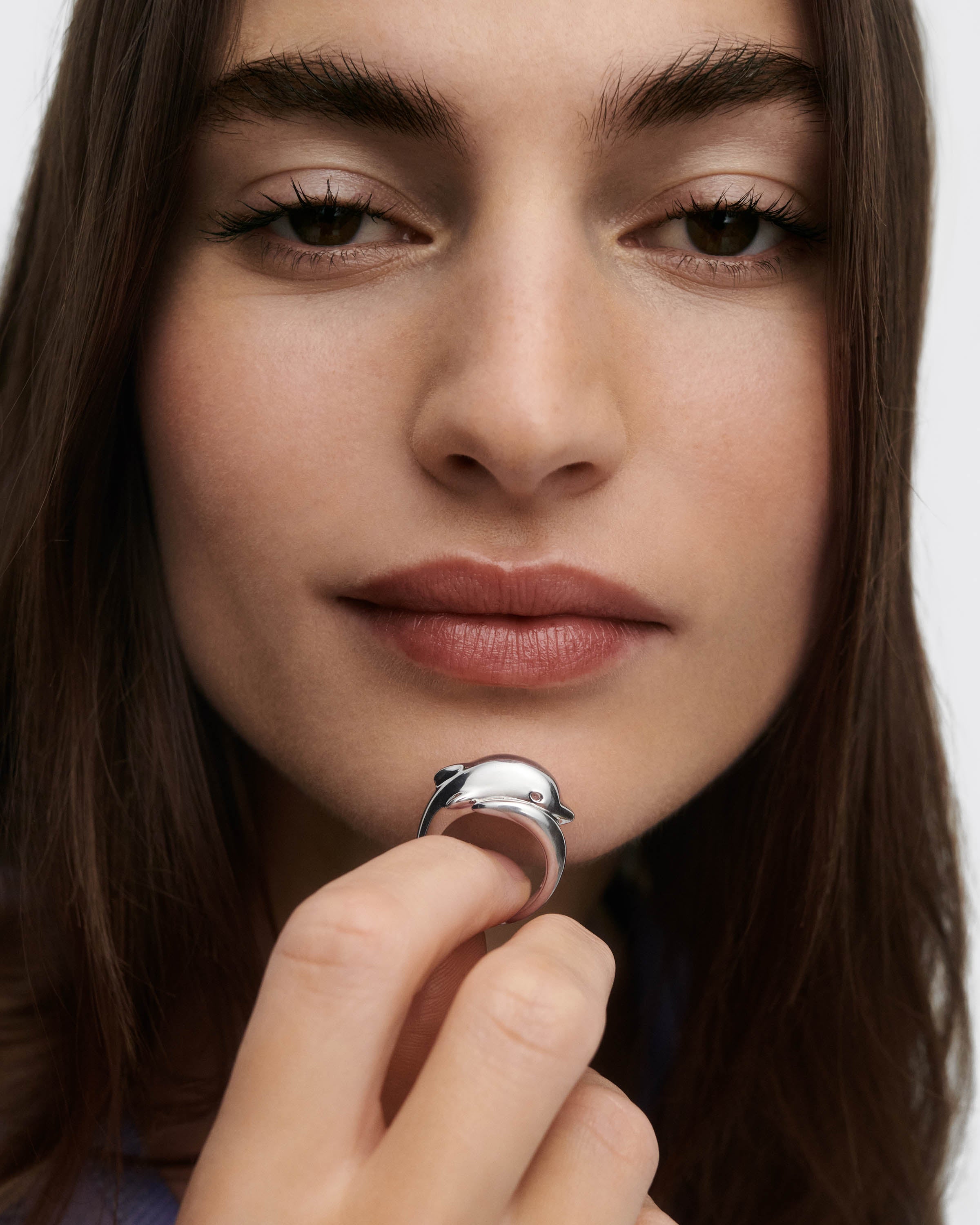 GRID Dolphin Silver Ring for Women - Sterling Silver Jewelry, Dainty Dolphin Ring, Perfect Gift for Her - Ideal for Beach Vacations, Ocean Lovers & Everyday Wear