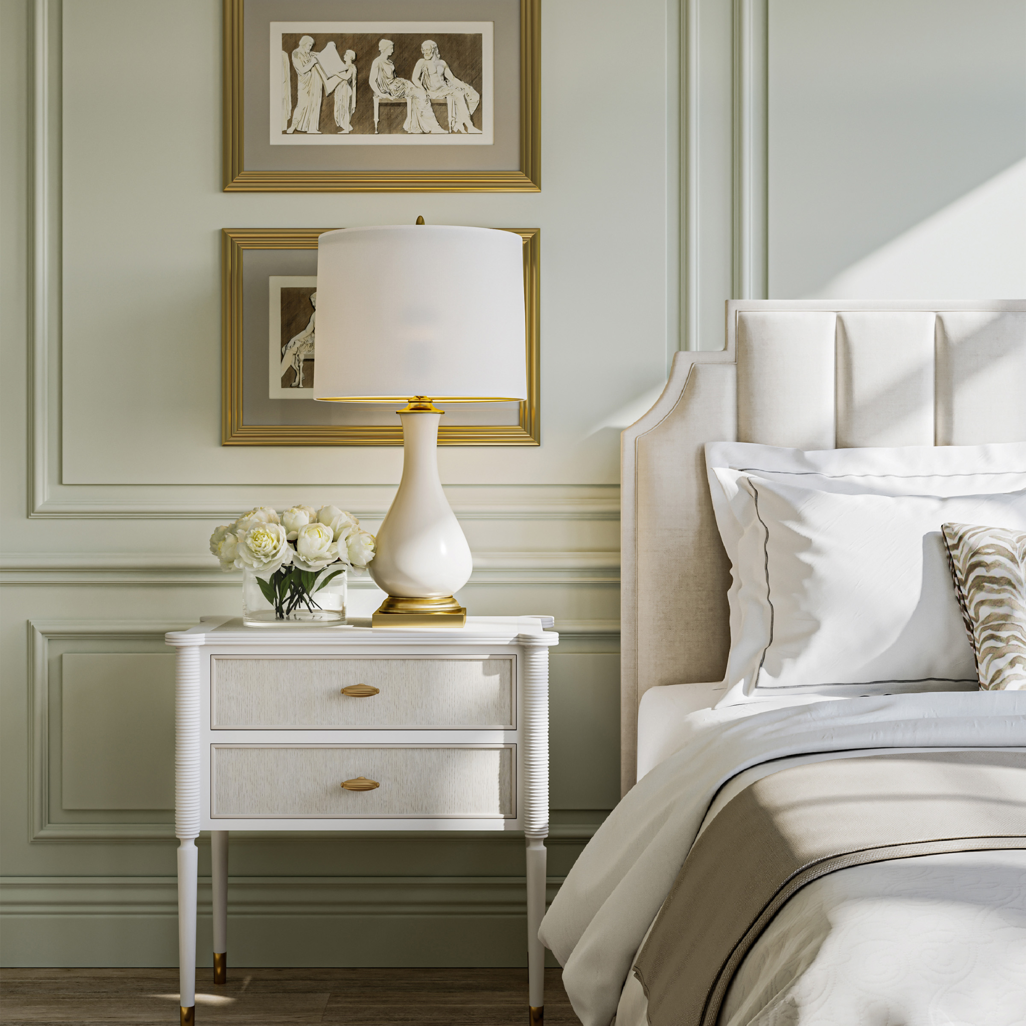 Aster White Nightstand - Modern Bedside Table with Storage Drawer for Bedroom, Living Room & Guest Room - Compact & Stylish Night Stand for Small Spaces