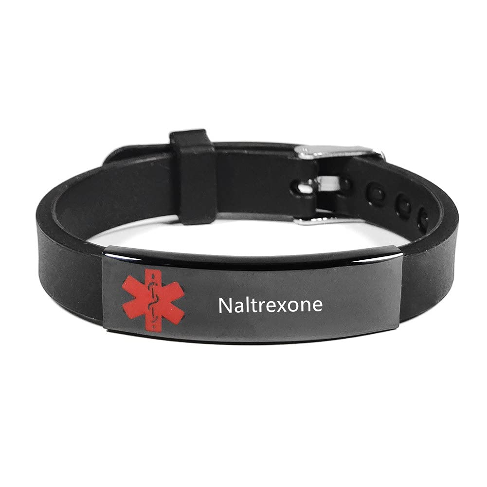 Adjustable Silicone Medical Alert Bracelet for Adults & Teens - Emergency ID Wristband for Men & Women - Health Safety Awareness Jewelry - Perfect for Allergies, Diabetes & Medical Conditions (Black)