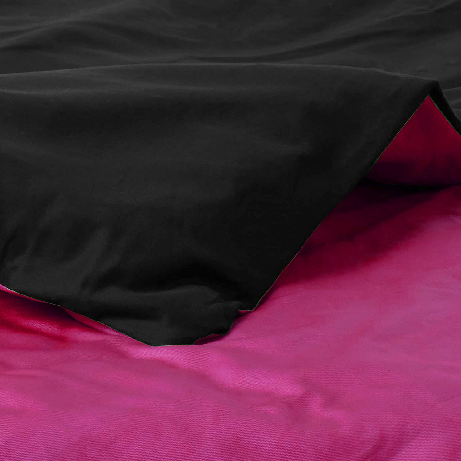 Reversible Cotton Comforter Set - Hot Pink & Black 4-Piece Twin Size Bedding | Soft & Breathable for Kids' Rooms, Dorms, and Guest Bedrooms