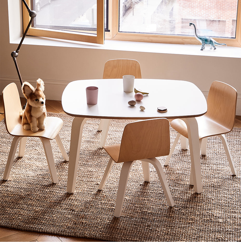 Oeuf Kids White/Birch Play Table - Wooden Activity Table for Toddlers & Children - Perfect for Playroom, Preschool & Indoor Learning Activities