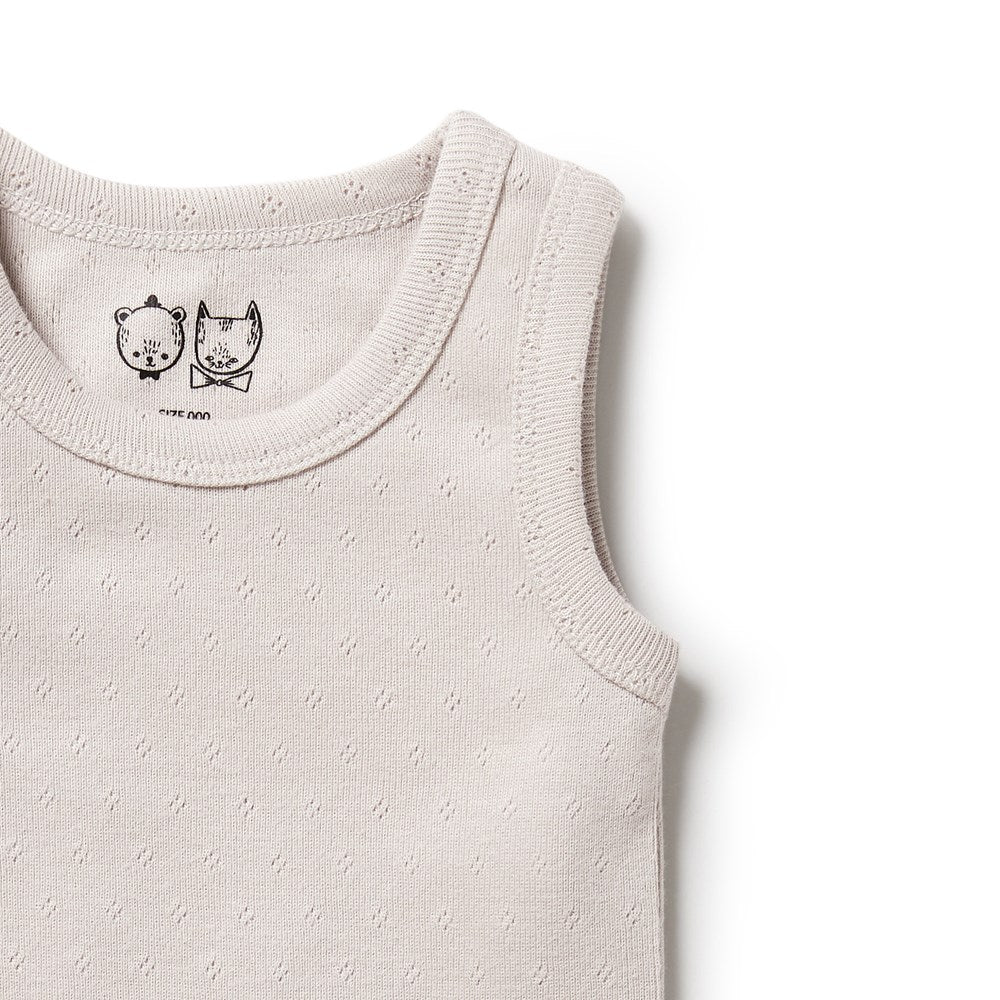 Organic Pointelle Singlet Bodysuit for Babies - Soft Cotton Onesie with Snap Closure - Perfect for Newborns, Infants & Toddlers - Ideal for Playtime, Sleepwear & Everyday Comfort