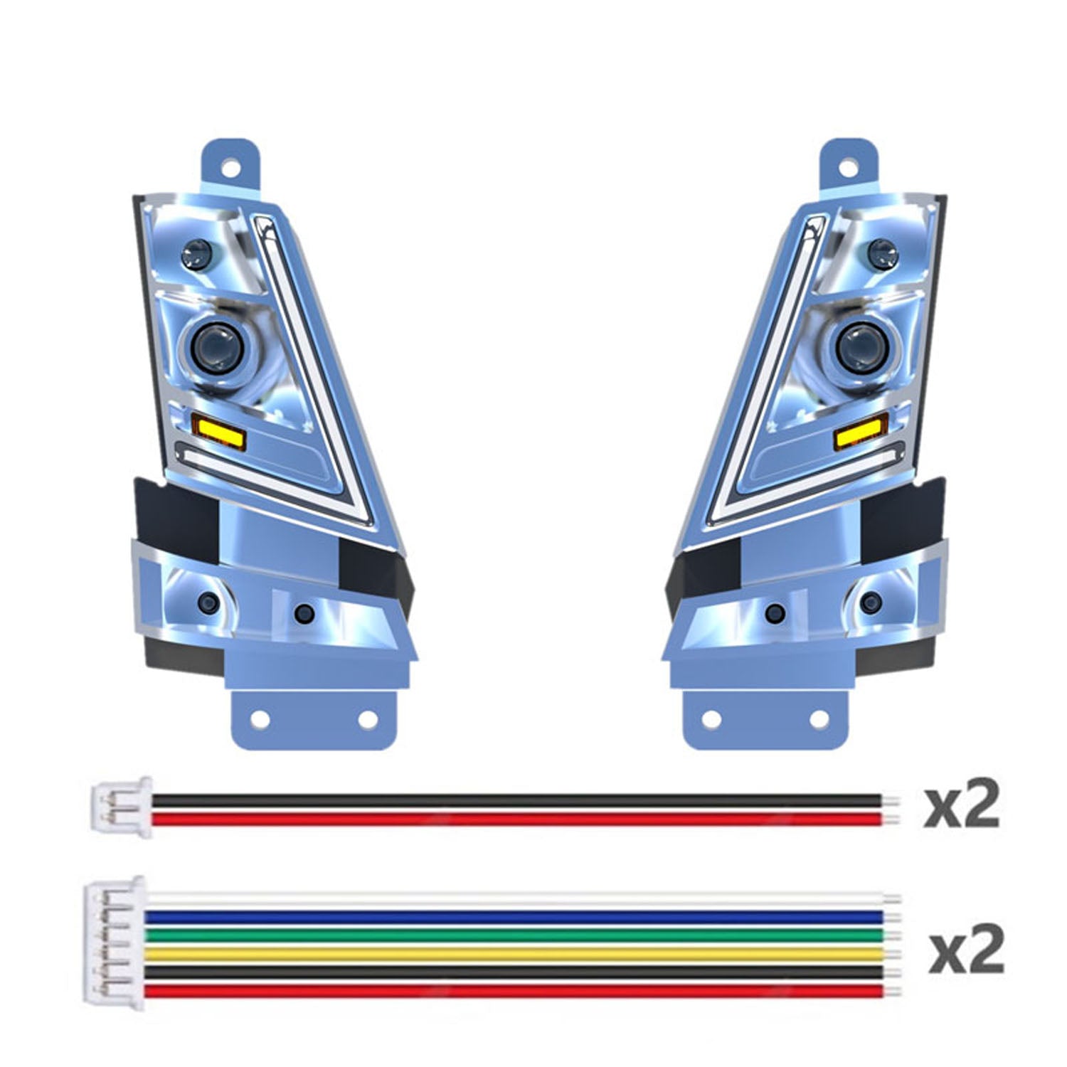 1/14 Scale Remote Control Tractor Truck FH16 XL750 Plastic Head Lamp with Flowing Water Light - DIY Front Bumper Rack for Tamiya 56360 56362 RC Lorry - Perfect for RC Car Enthusiasts & Model Truck Collectors