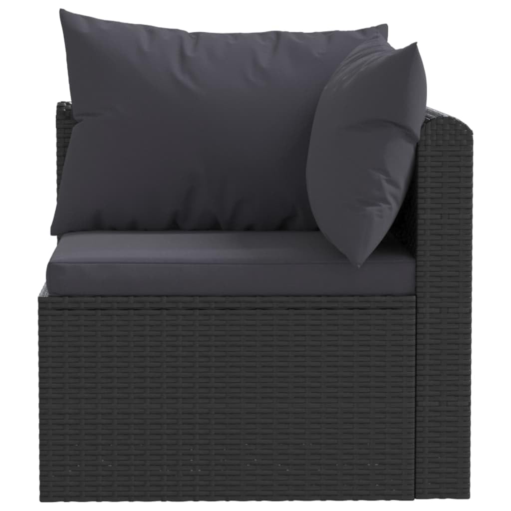 vidaXL Two-Piece Patio Sofa Set - Comfortable Outdoor Furniture with Cushions, Durable Steel Frame & Handwoven PE Rattan in Black - Perfect for Garden, Backyard, and Poolside Relaxation