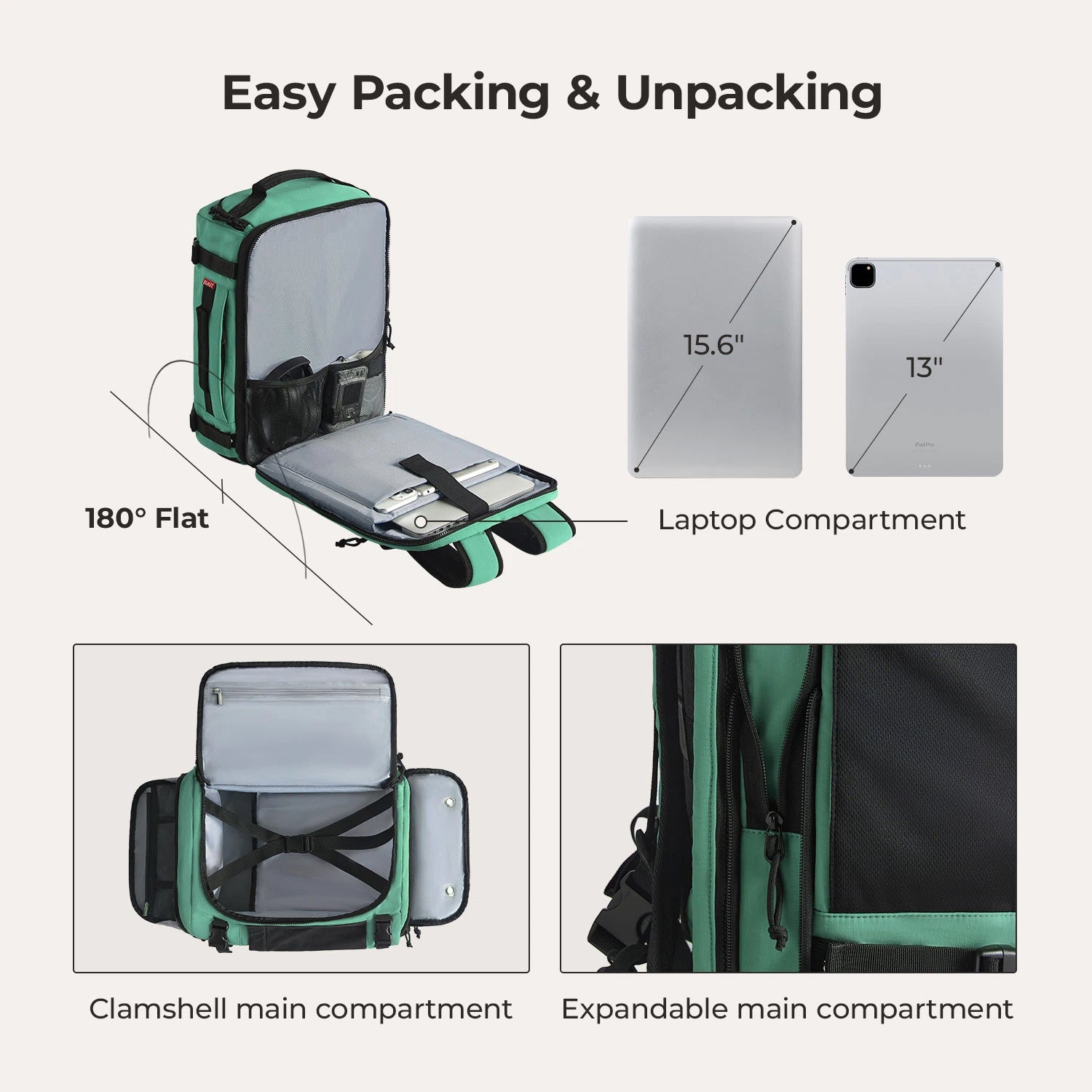 Blast Travel Backpack - Lightweight Waterproof Carry-On Backpack for Men & Women - Perfect for Airplane, Hiking, Camping & Daily Commute