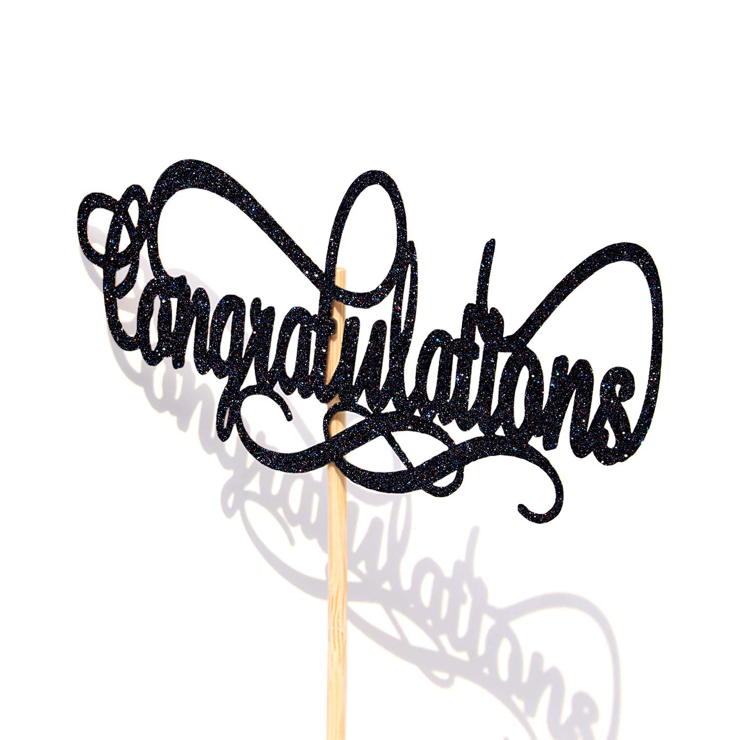 Black Glitter Cake Topper for Graduation, Wedding, Anniversary, Retirement & Gender Reveal Parties – Perfect for Celebrations & Special Events