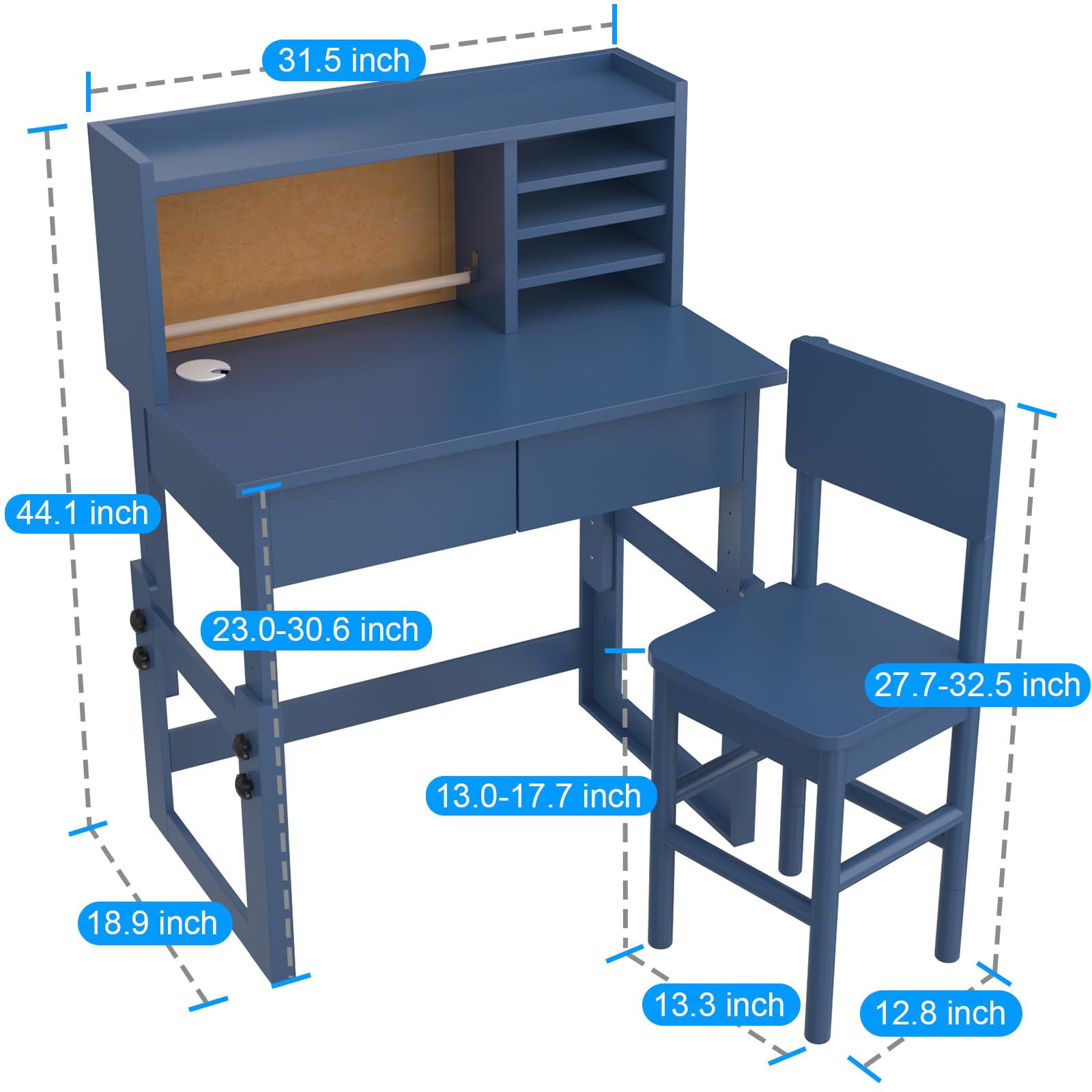 Adjustable Kids Desk & Chair Set for 5-18 Years - Study & Art Table with Storage for Home Learning