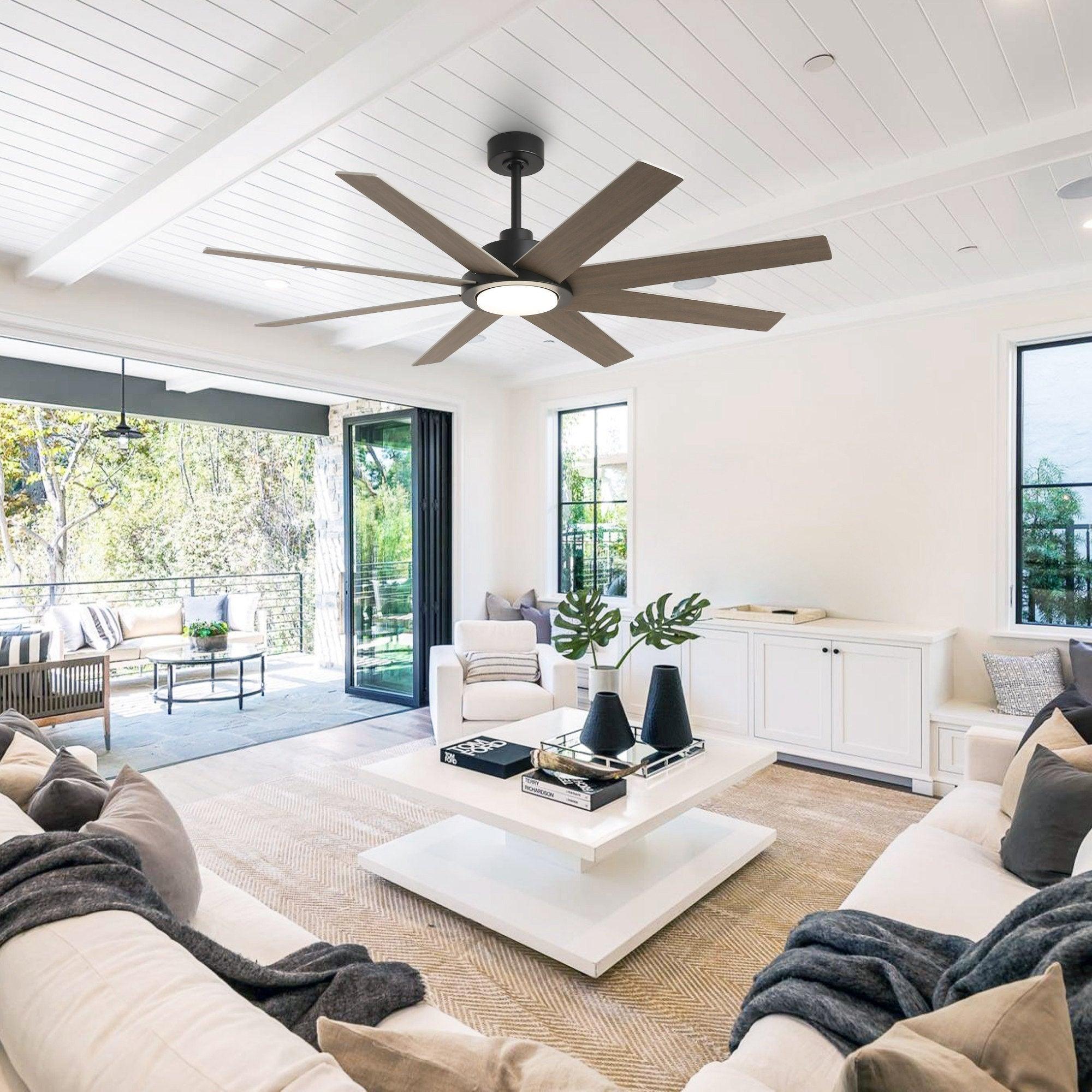 60 DC Motor 8-Blade Modern Ceiling Fan with LED Light & Remote Control - Energy Efficient Quiet Operation for Living Room, Bedroom, and Office