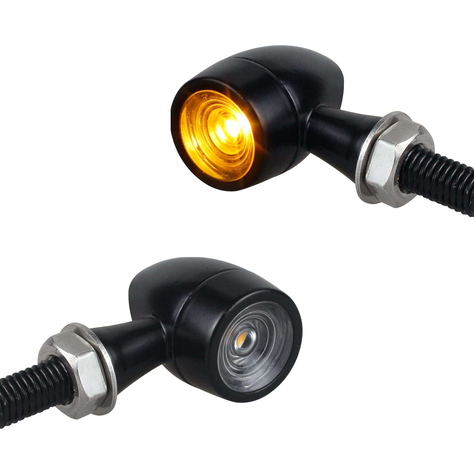 Universal LED Motorcycle Turn Signal Lights - Mini Front Blinkers Compatible with Harley, Honda, Suzuki, Triumph, Yamaha - Perfect for Night Riding & Safety Enhancement