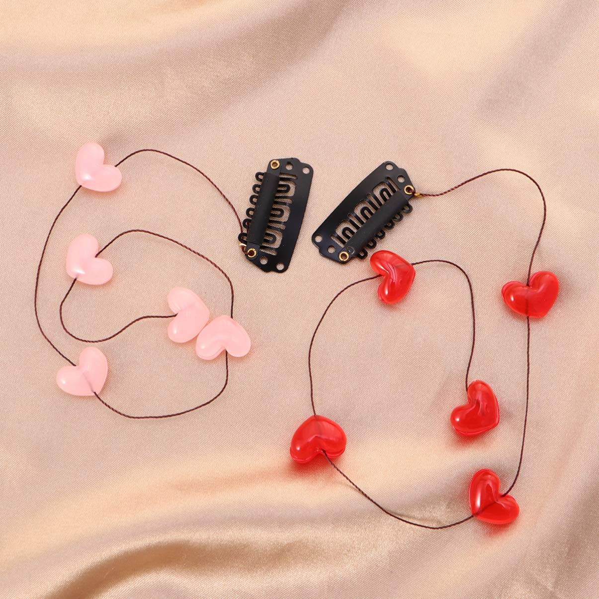 Beaupretty 4pcs Handmade Streamline Hair Extensions Clip Pins with Heart Beads - DIY Hair Clips for Women, Girls - Perfect for Weddings, Parties, Cosplay & Daily Hair Accessories