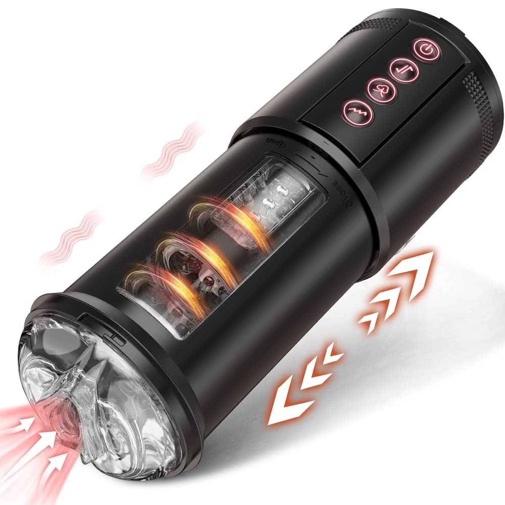 3 in 1 Automatic Male Masturbator Cup with Sucking, Vibrating & Thrusting Modes - Realistic Vagina Pocket Pussy Stroker with 3D Textured for Penis Stimulation - Adult Oral Sex Toy for Men - Perfect for Solo Play, Couples Fun & Discreet Masturbation