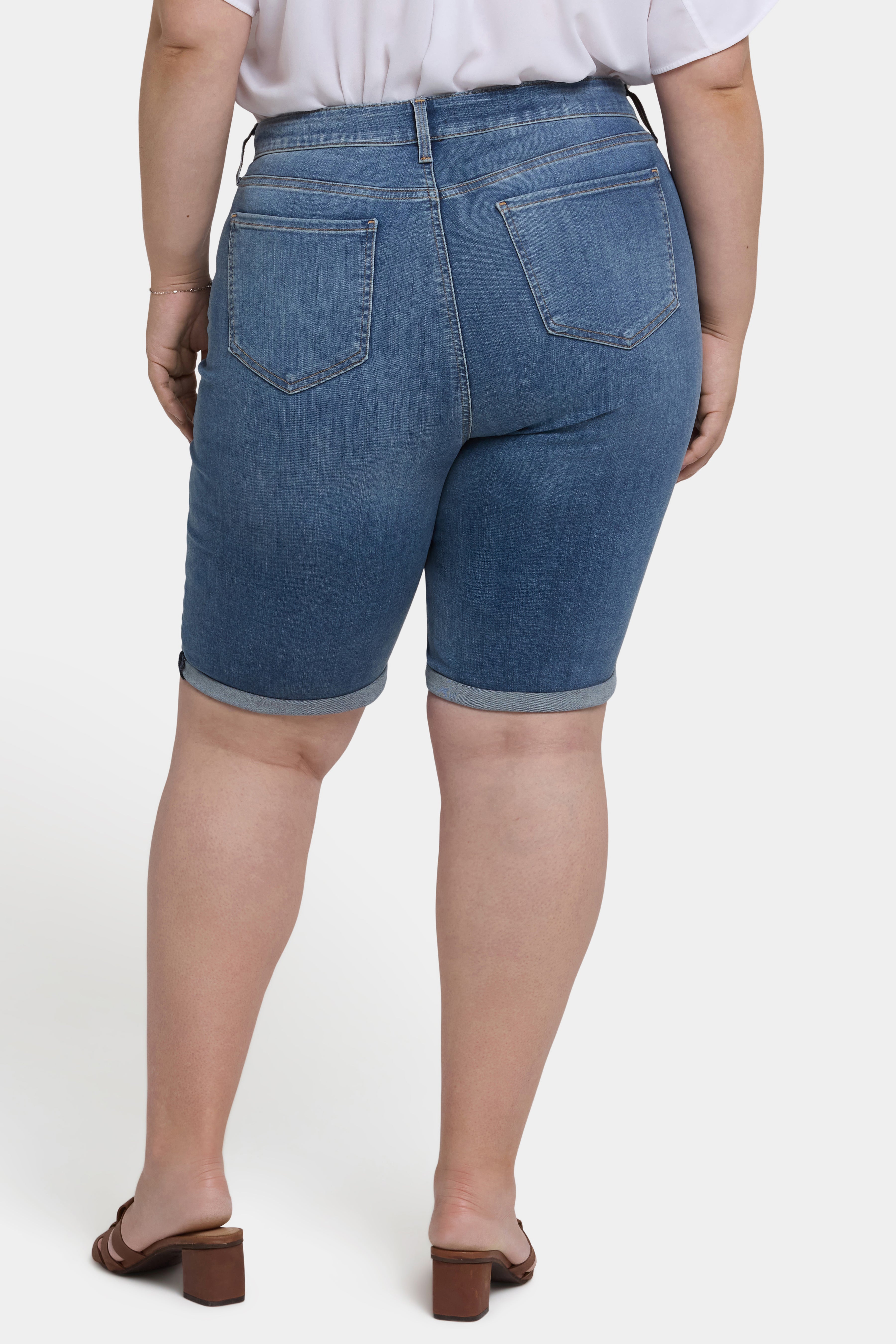 Briella 11 Inch Plus Size Denim Shorts for Women - Comfortable Stretch High Waist Jeans Shorts | Perfect for Summer, Beach, and Casual Outings