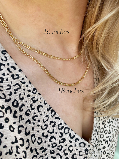 18K Gold Filled 3.5mm Figaro Mariner Figarucci Chain Necklace for Men & Women - Perfect for Layering, Gift Giving & Everyday Wear