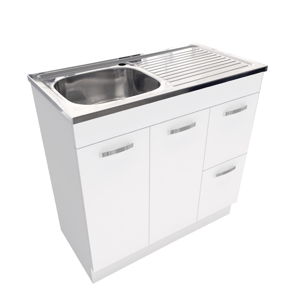 Fienza CIT90NKWR Citi 900mm Undermount Bathroom Sink with Vanity & Kickboard - Modern Space-Saving Design for Small Bathrooms & Powder Rooms