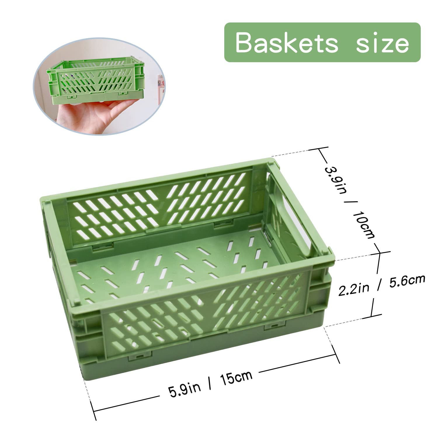 4 Pack Mini Foldable Plastic Storage Baskets - Collapsible Organizer Bins for Home, Office, Classroom & Drawer (5.9x3.9x2.2 Inches) - Perfect for Organizing Makeup, Toys, Office Supplies & Small Items