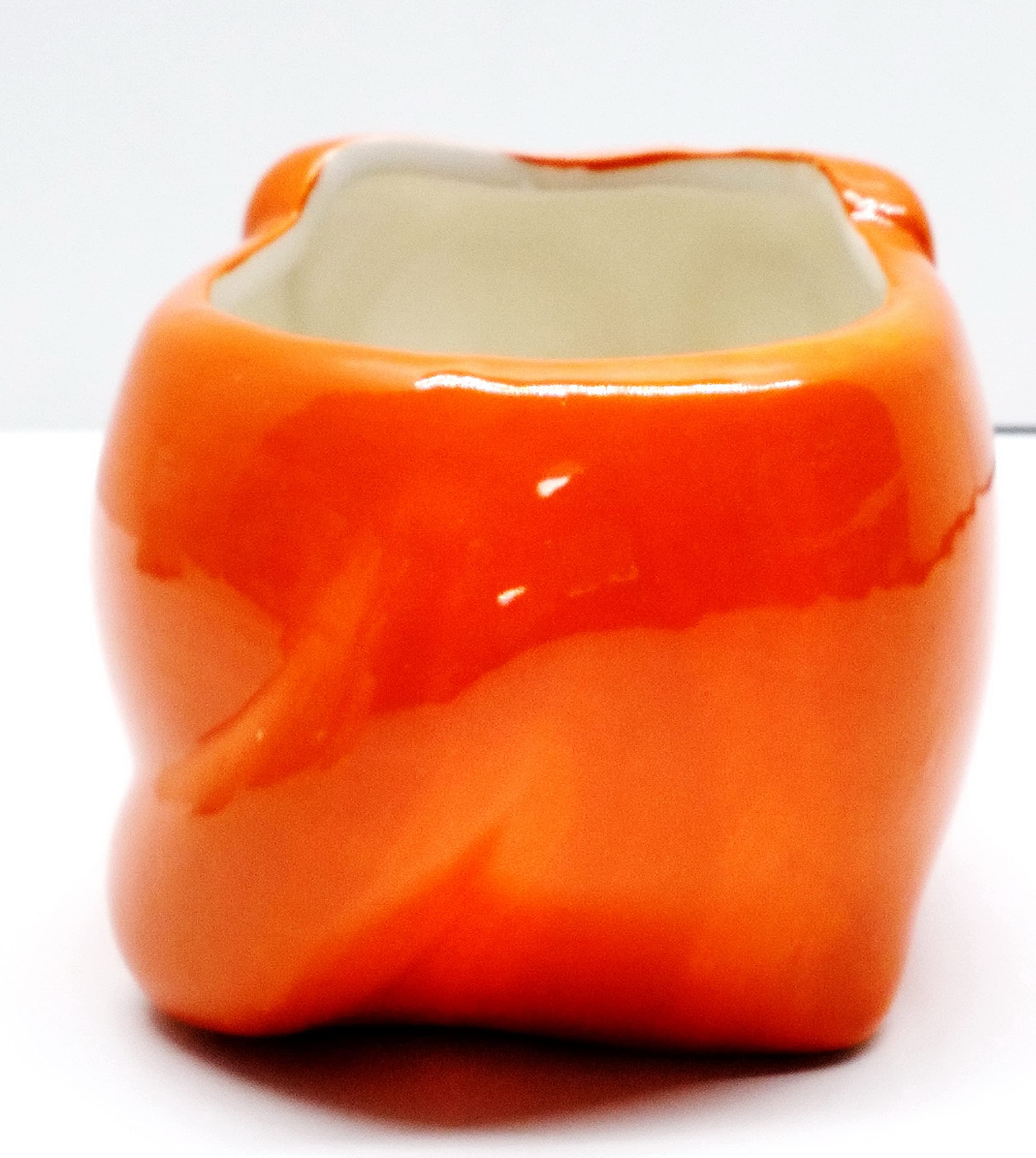 Orange Flora Fox Ceramic Planter Pot - Handmade Flower Pot for Indoor Plants, Succulents & Home Decor | Perfect for Windowsills, Desks & Gift Ideas