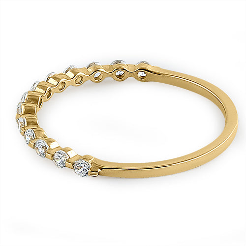 14K Solid Yellow Gold Round Row CZ Ring – Elegant Cubic Zirconia Jewelry for Women, Perfect for Weddings, Anniversaries & Special Occasions
