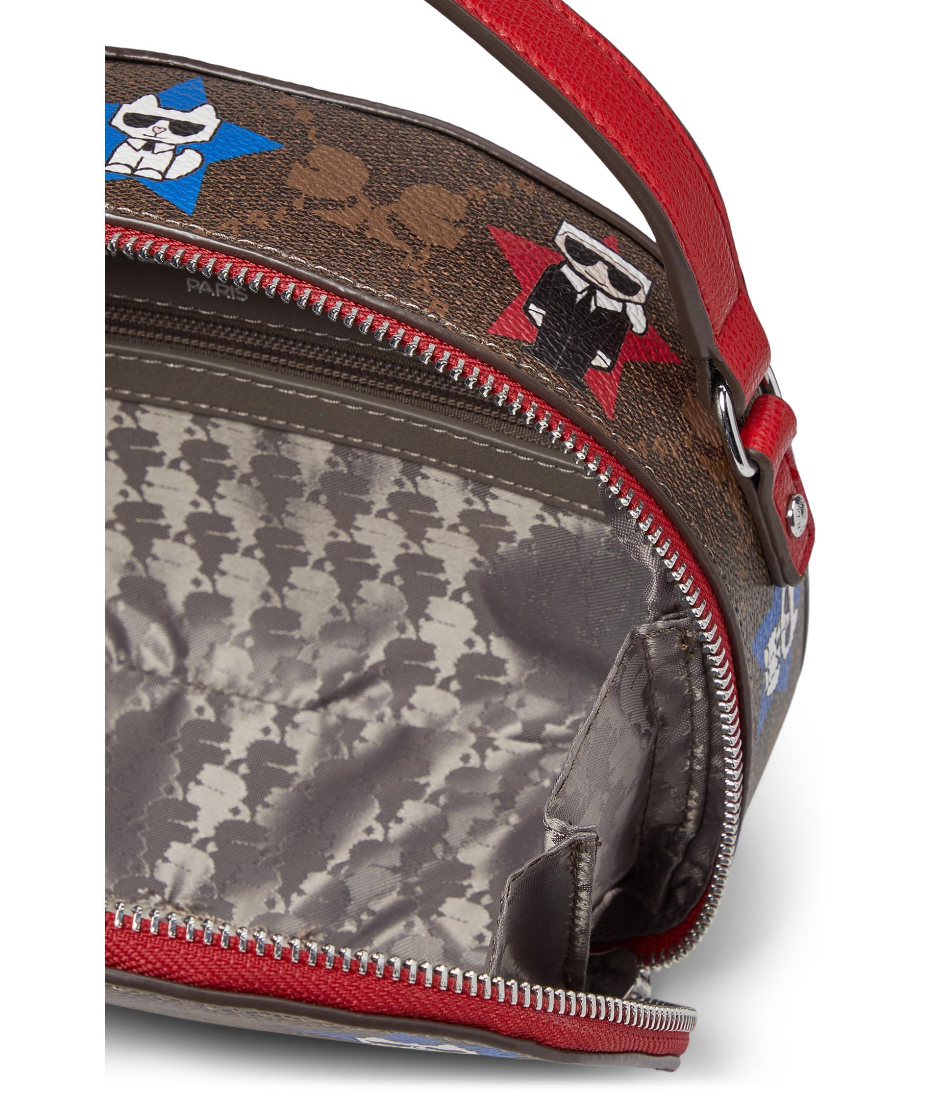 Karl Lagerfeld Paris Maybelle Crossbody Bag - Brown, Khaki, Red & Star Print - Fashionable Shoulder Purse for Women | Perfect for Parties, Shopping & Daily Use