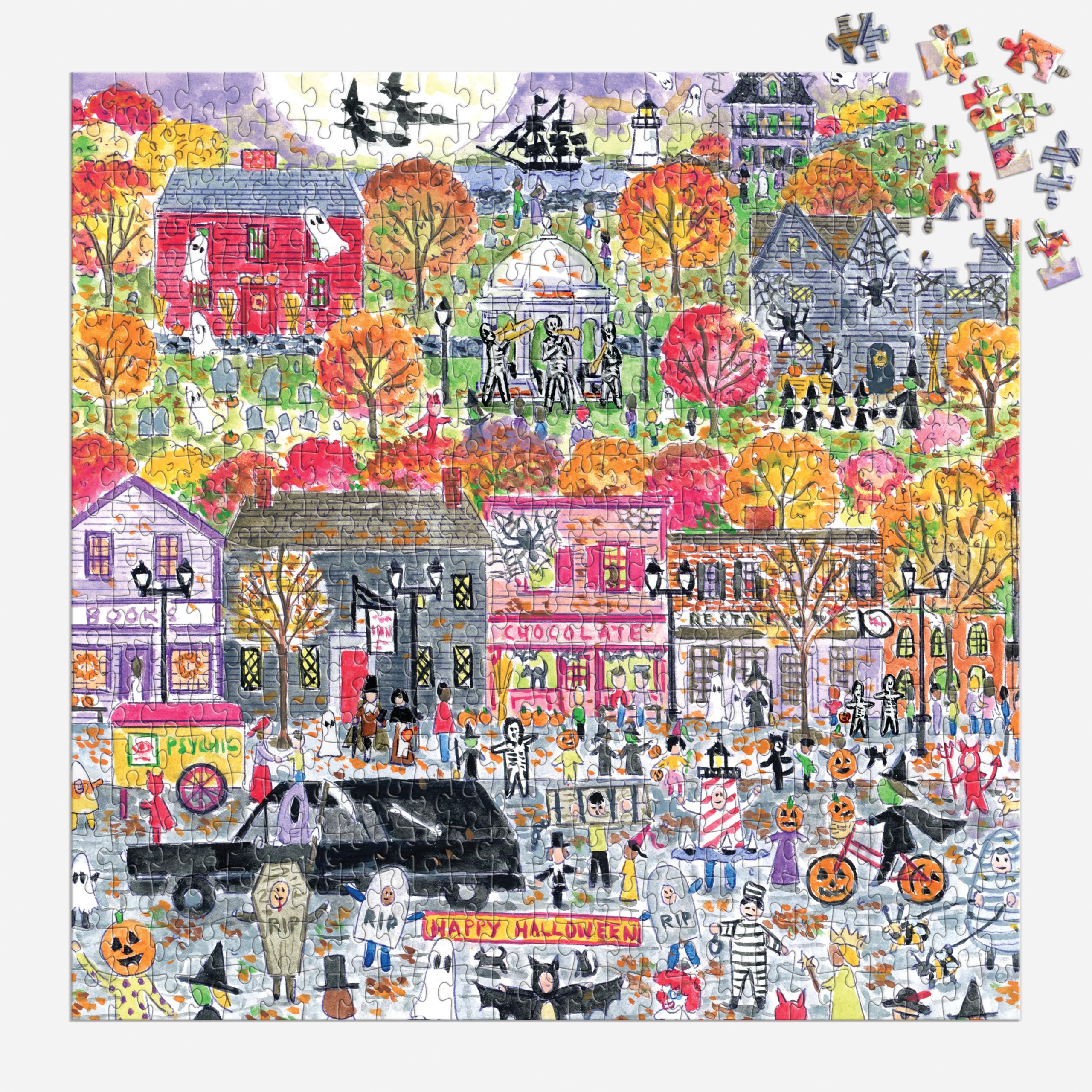 500-Piece Halloween Parade Jigsaw Puzzle by Michael Storrings – Spooky Salem Massachusetts Artwork for Adults & Families | Perfect for Halloween Parties, Home Decor & Relaxation