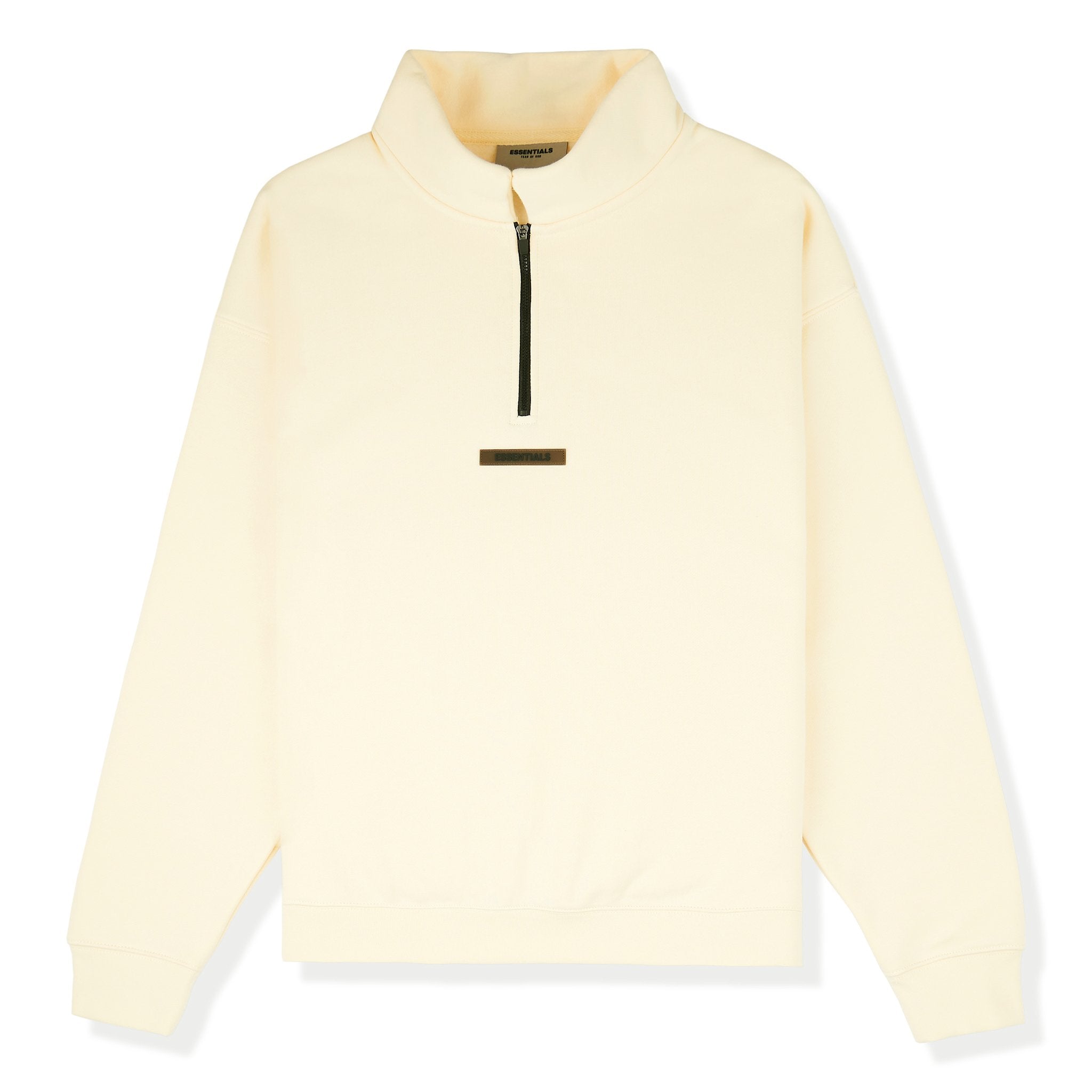 Fear Of God Essentials Buttercream Reverse Logo Half Zip Sweatshirt | SS21 Collection | Casual Streetwear Pullover for Men | Perfect for Everyday Wear & Layering
