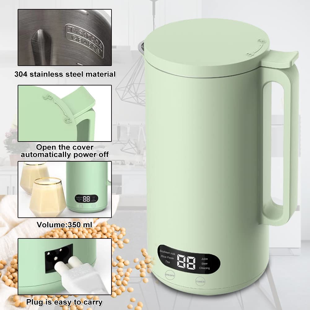 Mini Soy Milk Maker Machine - 6-in-1 Automatic Nut Milk Maker & Electric Juice Blender with Self-Cleaning, 12H Preset Timer for Almond, Oat, Soy Milk - Perfect for Home Kitchen & Healthy Breakfast