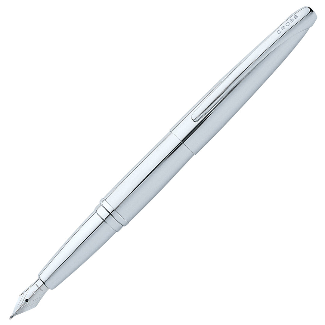 Premium Cross ATX Fountain Pen in Pure Chrome - Elegant Writing Instrument for Professionals, Calligraphy & Gift Giving