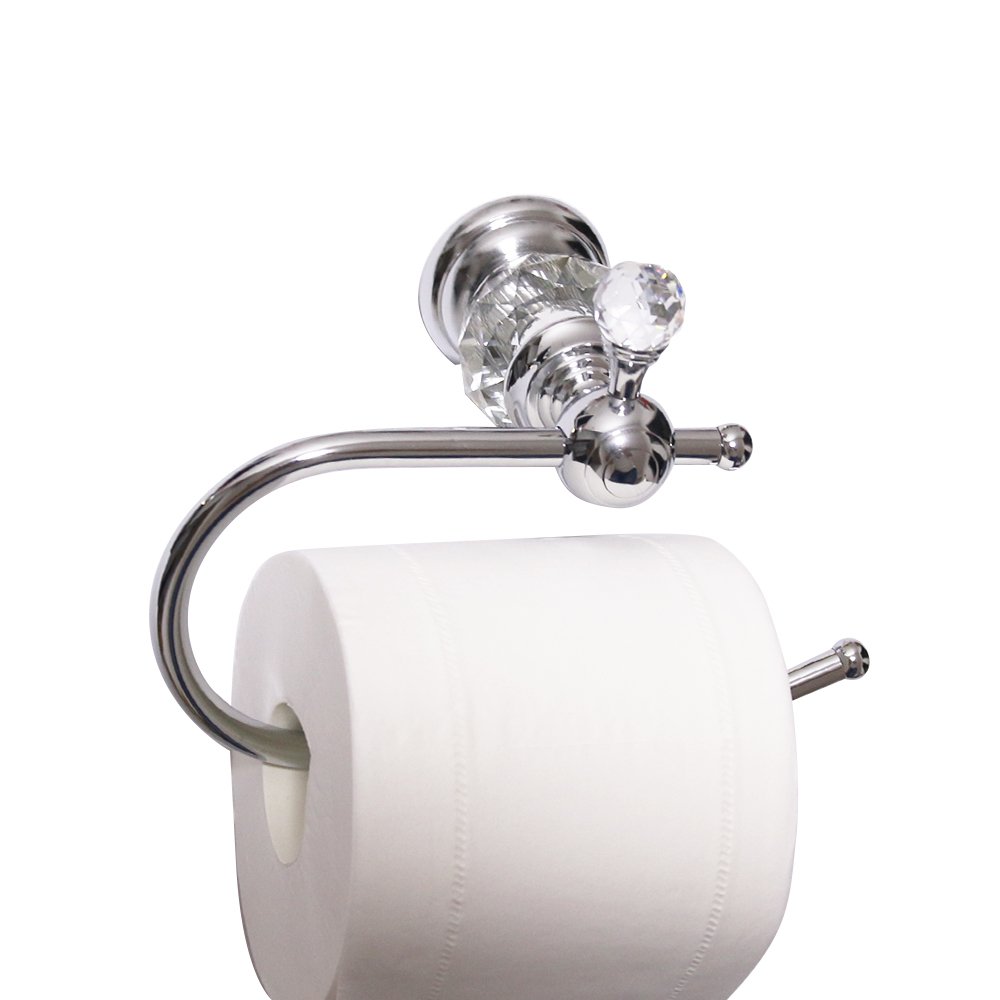 Luxury Crystal Series Toilet Paper Holder - Wall Mounted Chrome Bathroom Accessory for Modern Home Decor | Perfect for Bathroom, Powder Room & Guest Toilet Organization