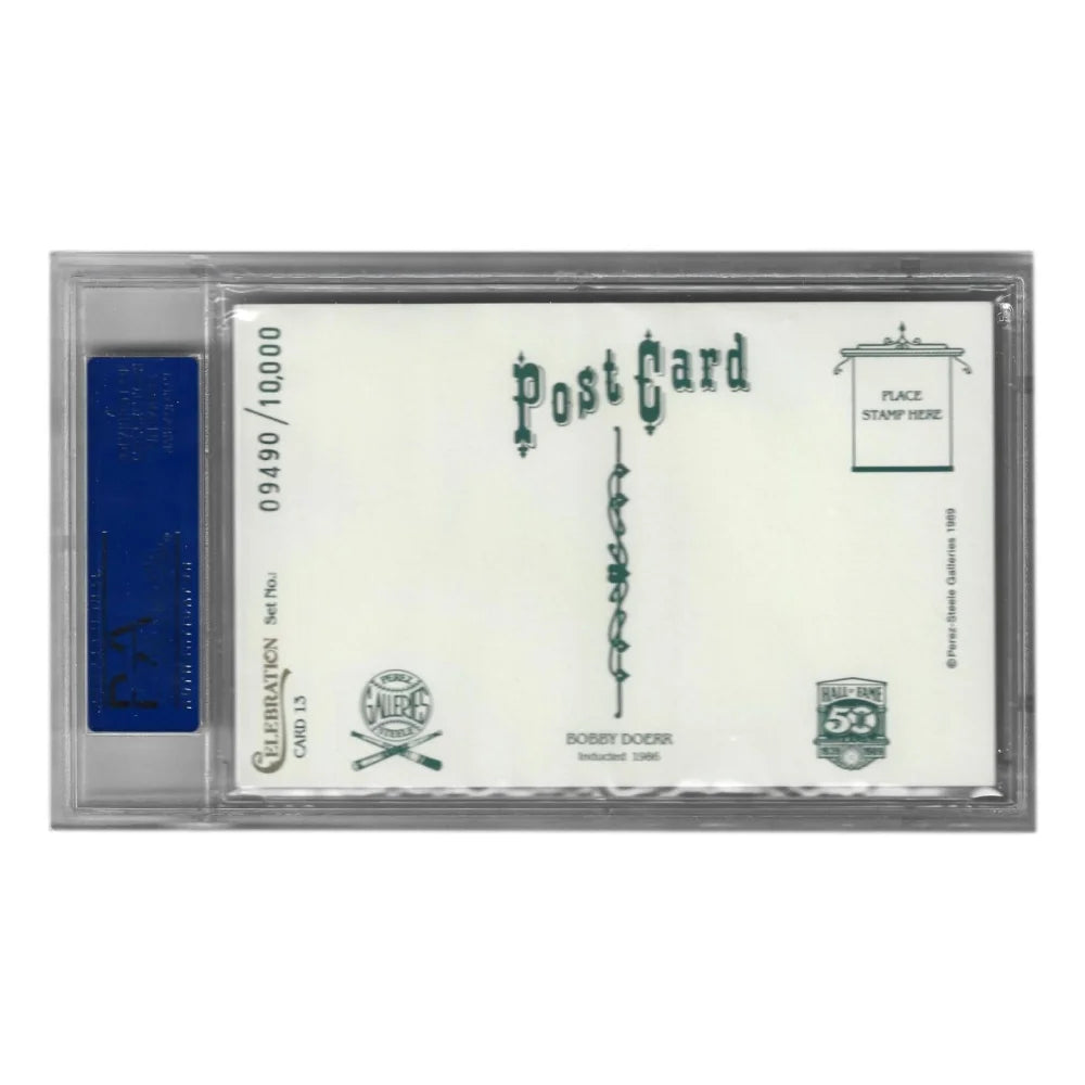 Bobby Doerr Autographed 1989 Perez Steele #13 Postcard with PSA COA - Boston Red Sox Memorabilia for Collectors & Sports Fans