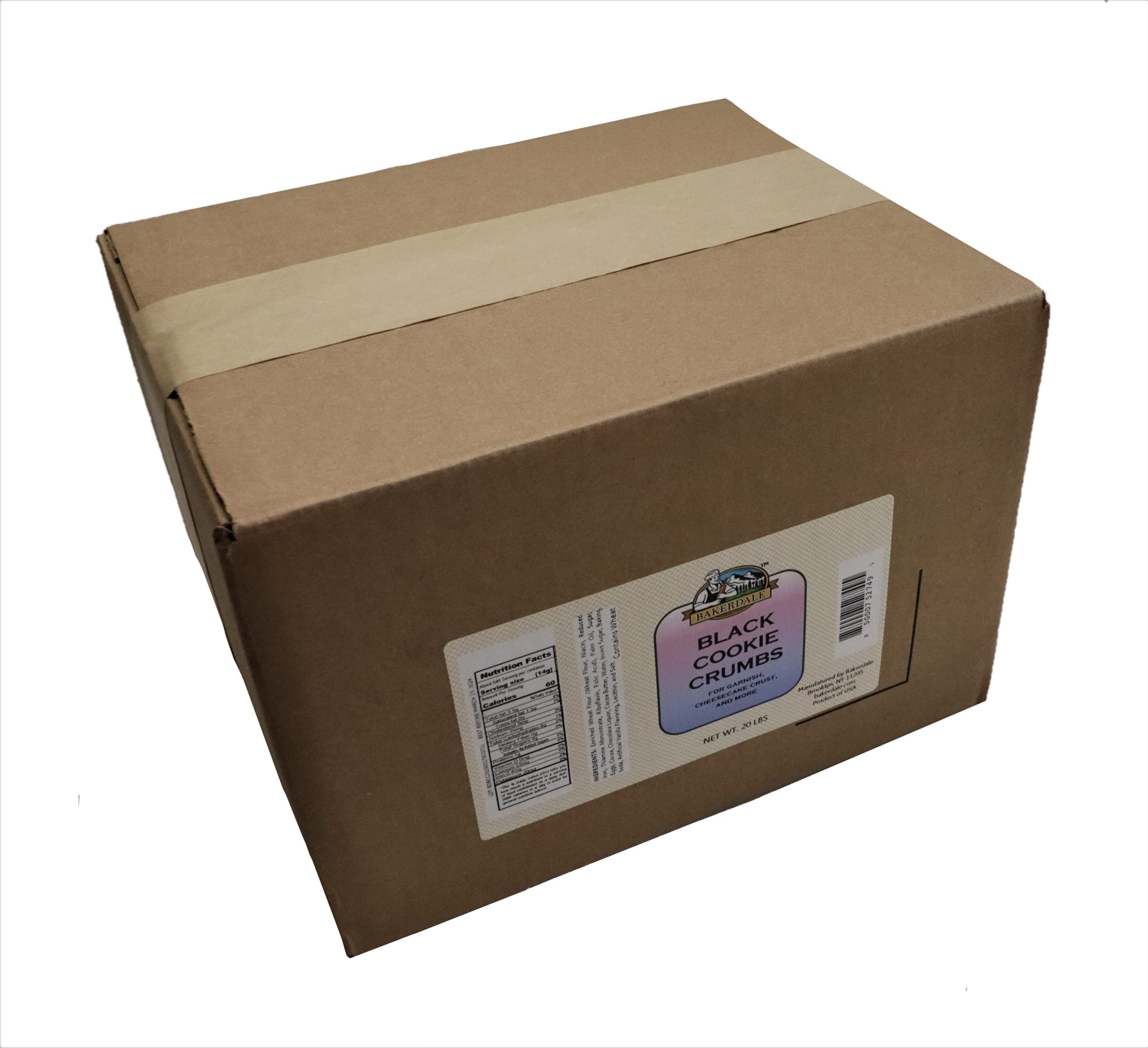 Bakerdale Premium Black Chocolate Cookie Crumbs - 20 Lbs Bulk (For Pie Crust, Cake Decorating, Dessert Toppings & Ice Cream Garnish) - Ideal for Bakeries, Cafés & Home Baking