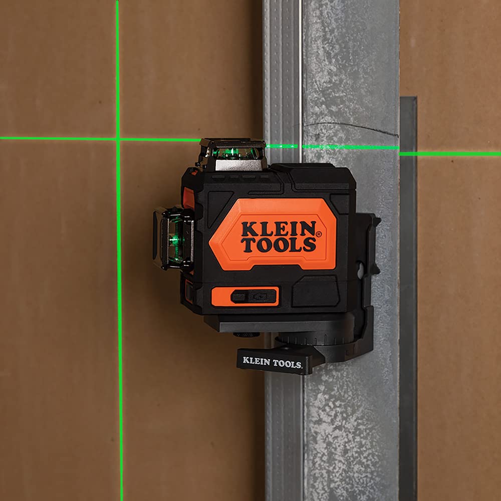 Klein Tools 93PLL Self-Leveling Laser Level - Bright Green 3x360° Planes, Rechargeable Battery & Magnetic Mount for Construction, Remodeling, and DIY Projects