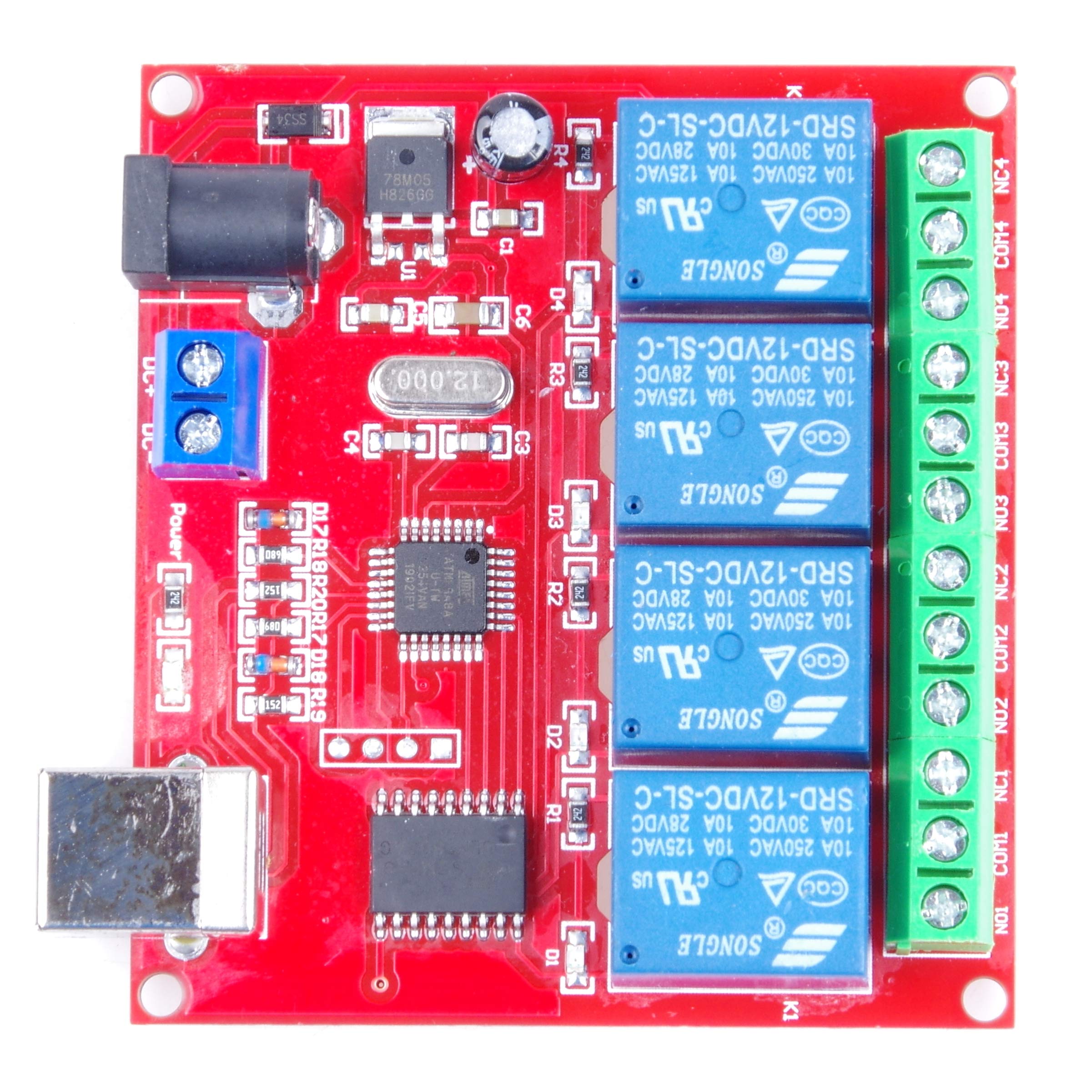 12V 4-Channel USB Relay Module - Plug & Play PC Smart Controller for Home Automation