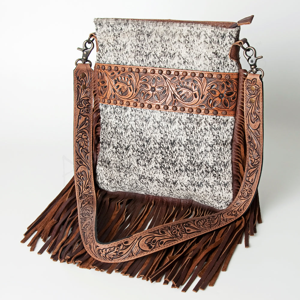 American Darling Genuine Leather Women's Western Handbag with Hand-Tooled Hair Design - Perfect for Cowgirl Style, Rodeo Events & Country Fashion Accessories