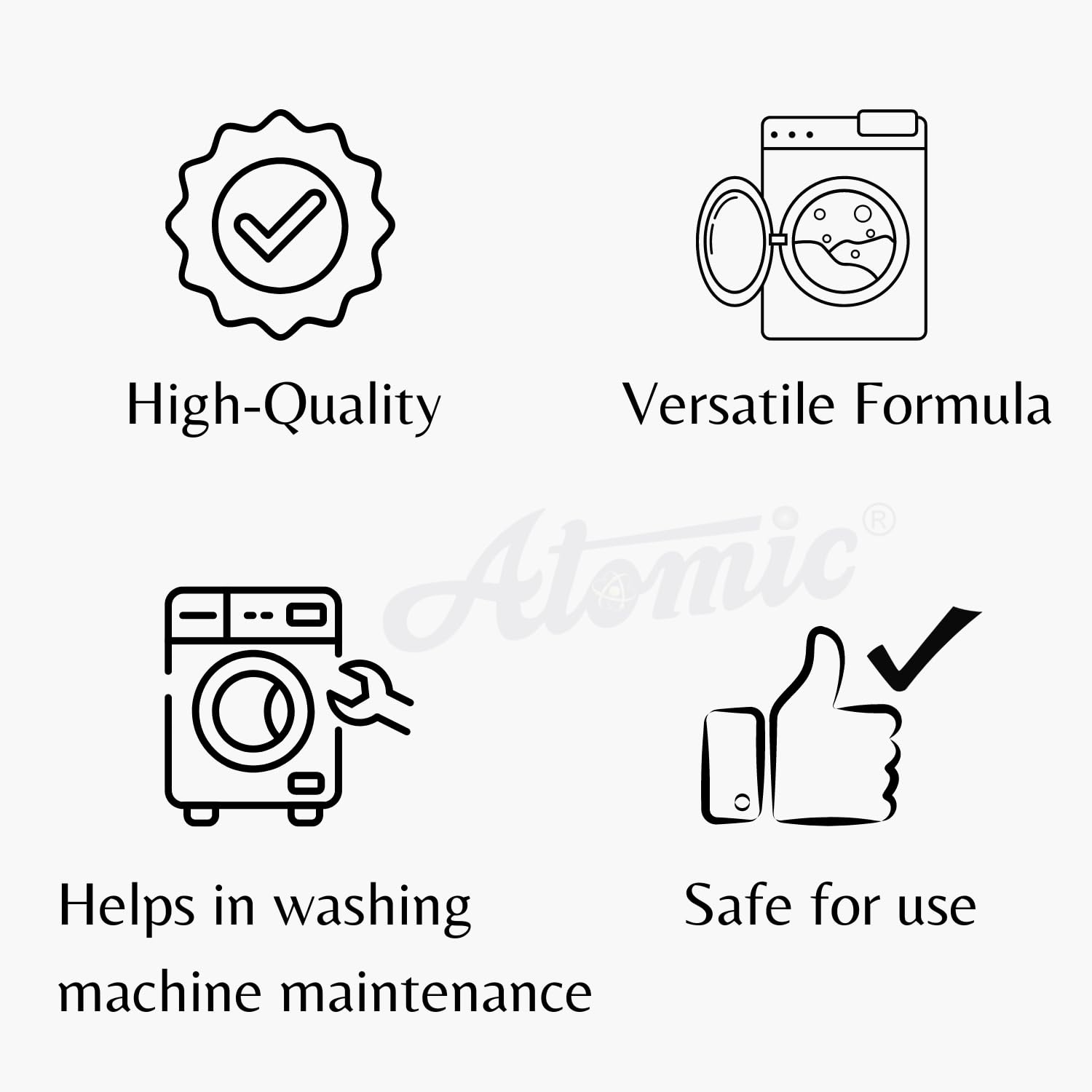 Atomic Washing Machine Cleaner Powder 150g - Deep Cleans Front & Top Load Washer Tub & Drum | Removes Odor, Mold & Residue | Ideal for HE, LG, Samsung & Whirlpool Washers | Monthly Maintenance for Fresh Laundry