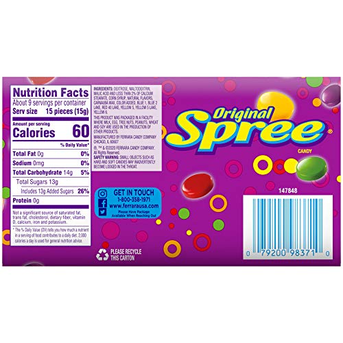 Original Spree Candy Theater Box - 5 Ounce (Pack of 1) | Sweet & Sour Chewy Candy for Movies, Parties & Snacking